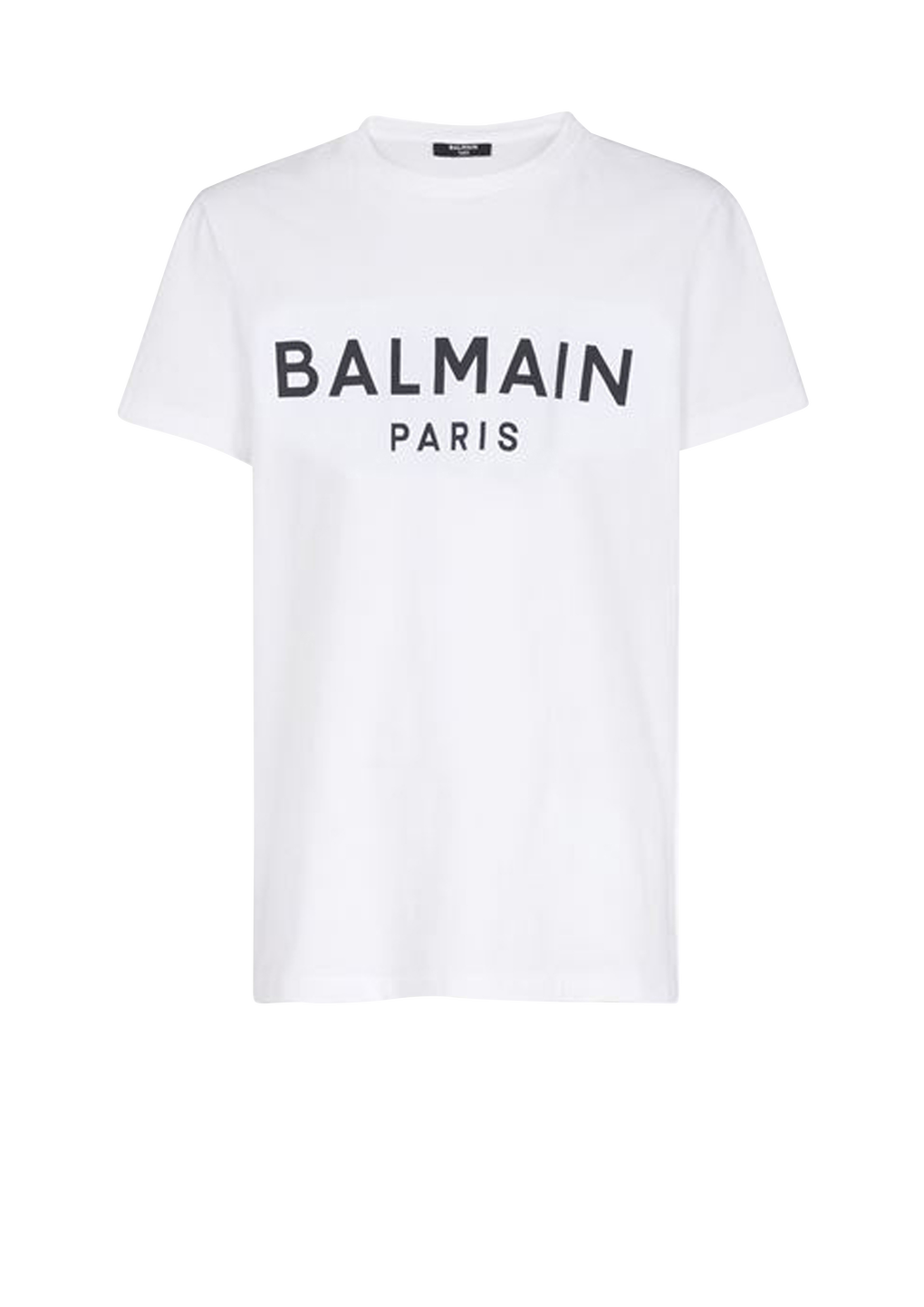 Eco-designed cotton T-shirt with flocked Balmain logo, white, hi-res