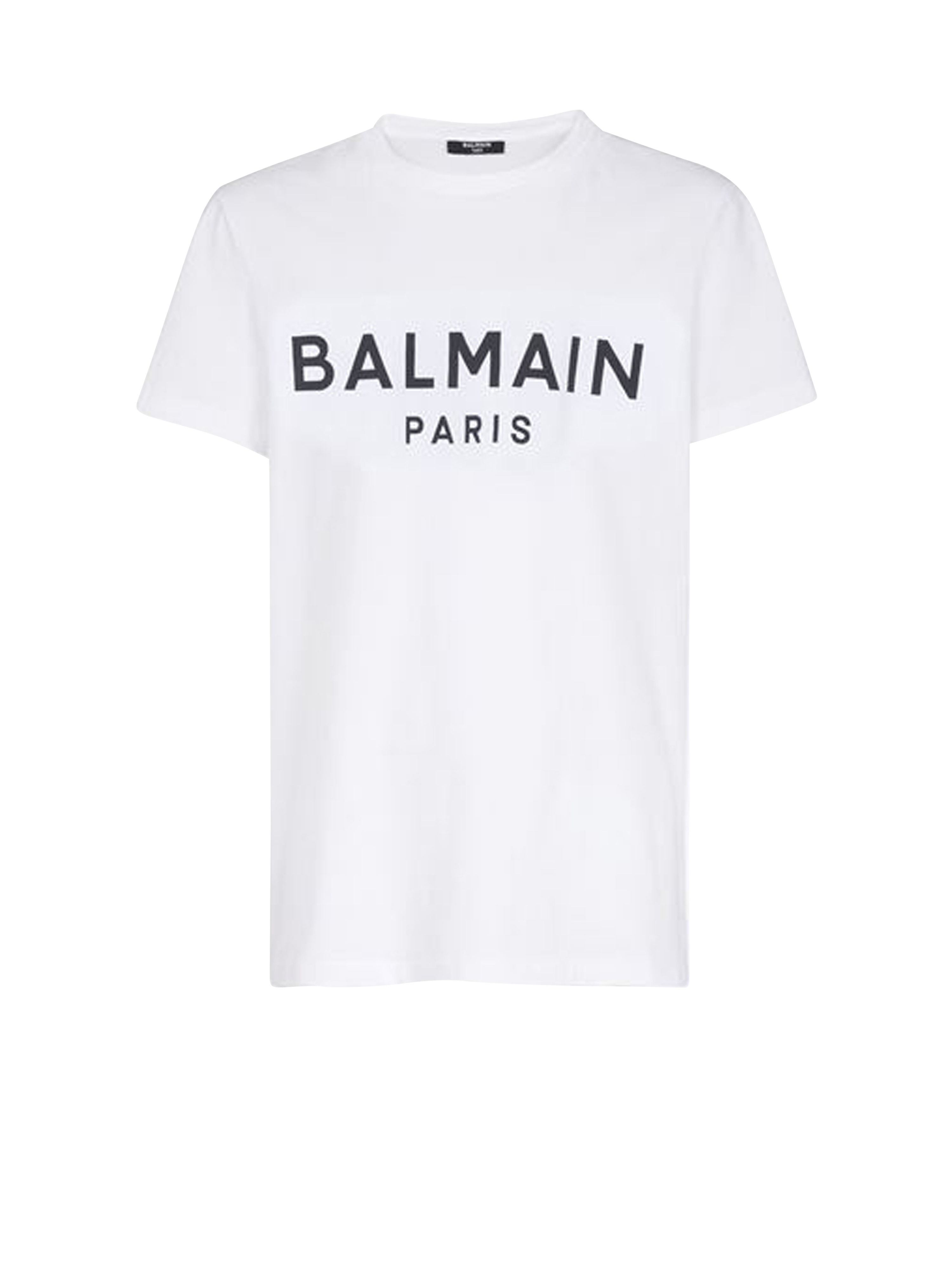 植绒 Balmain 徽标装饰环保设计棉质 T 恤, white