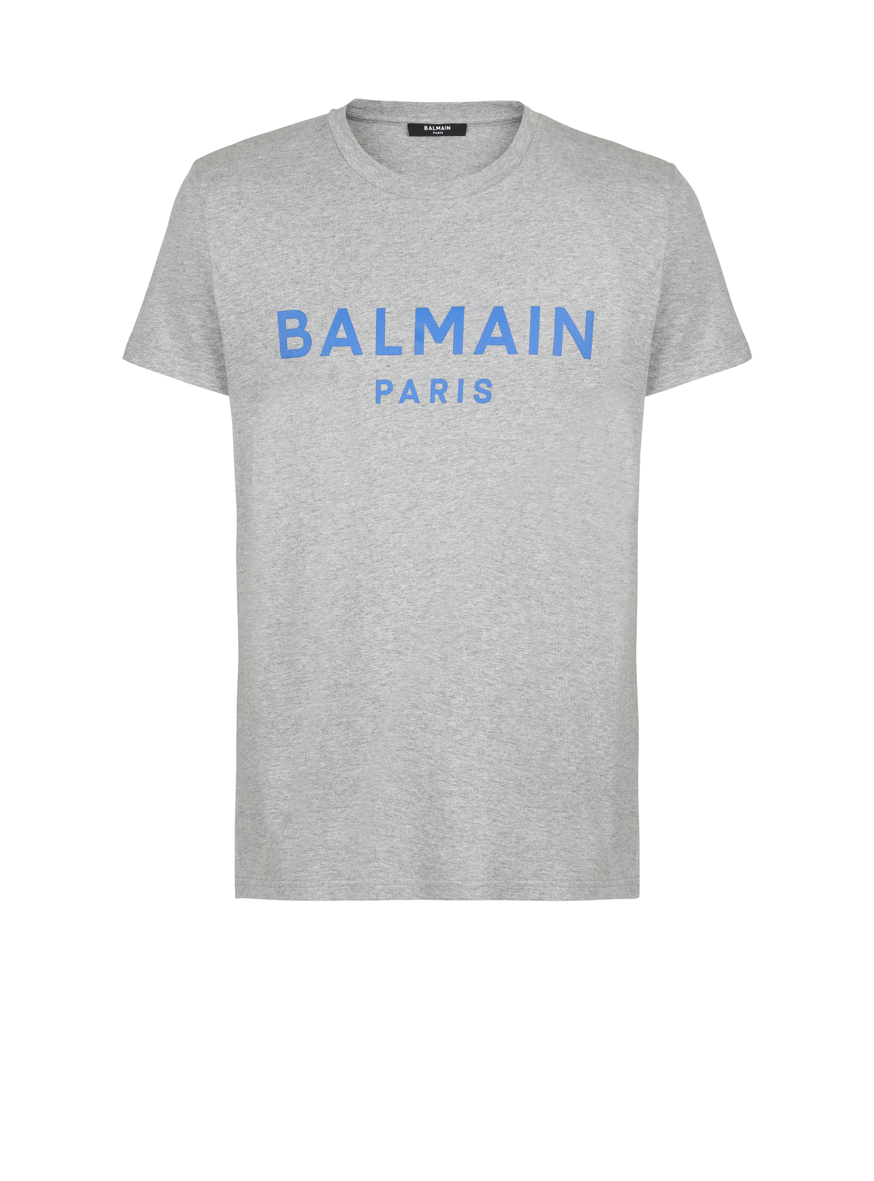 EXCLUSIVE - Cotton T-shirt with Balmain logo print, grey