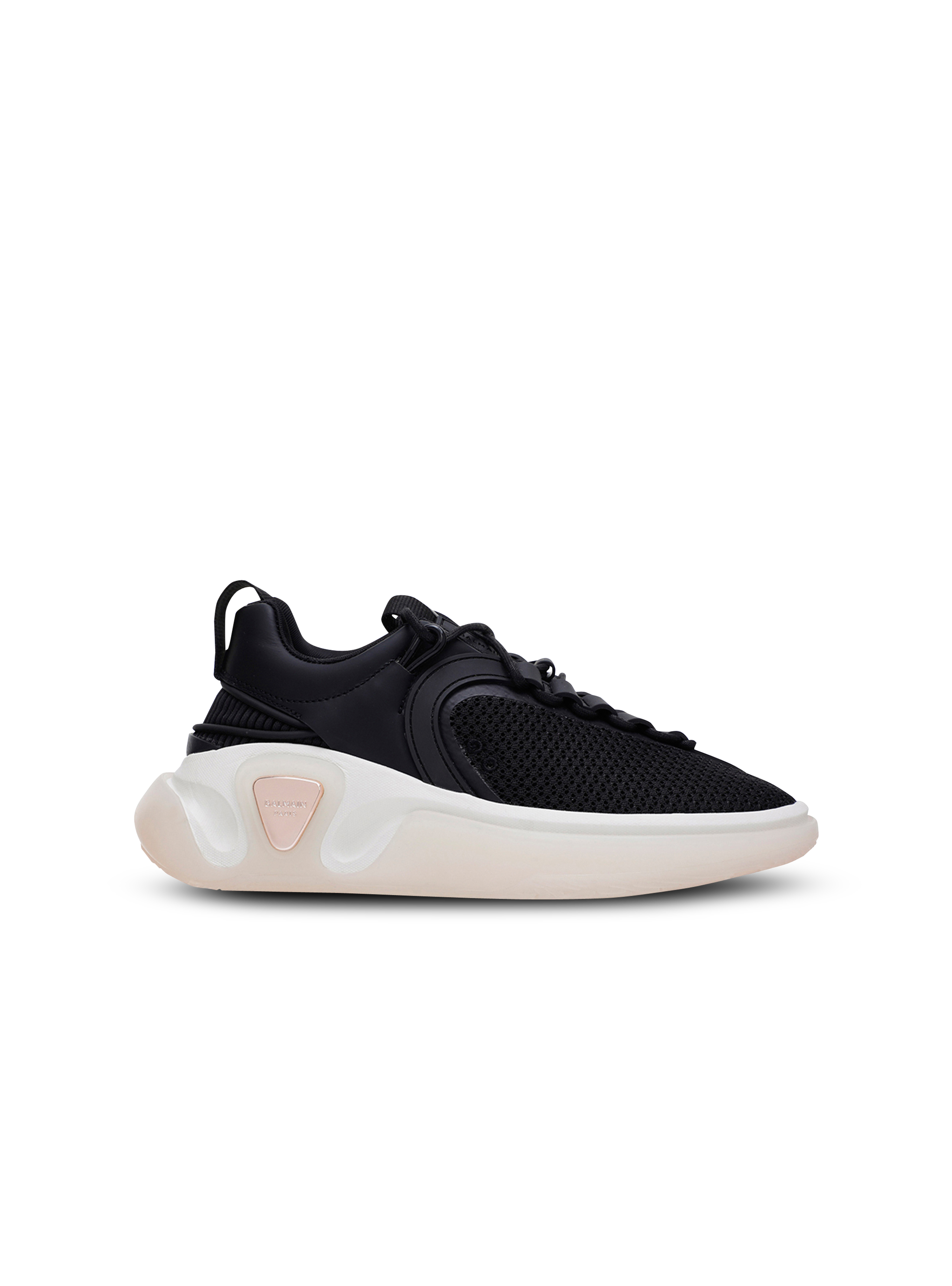 Leather and mesh B-Runner sneakers, black