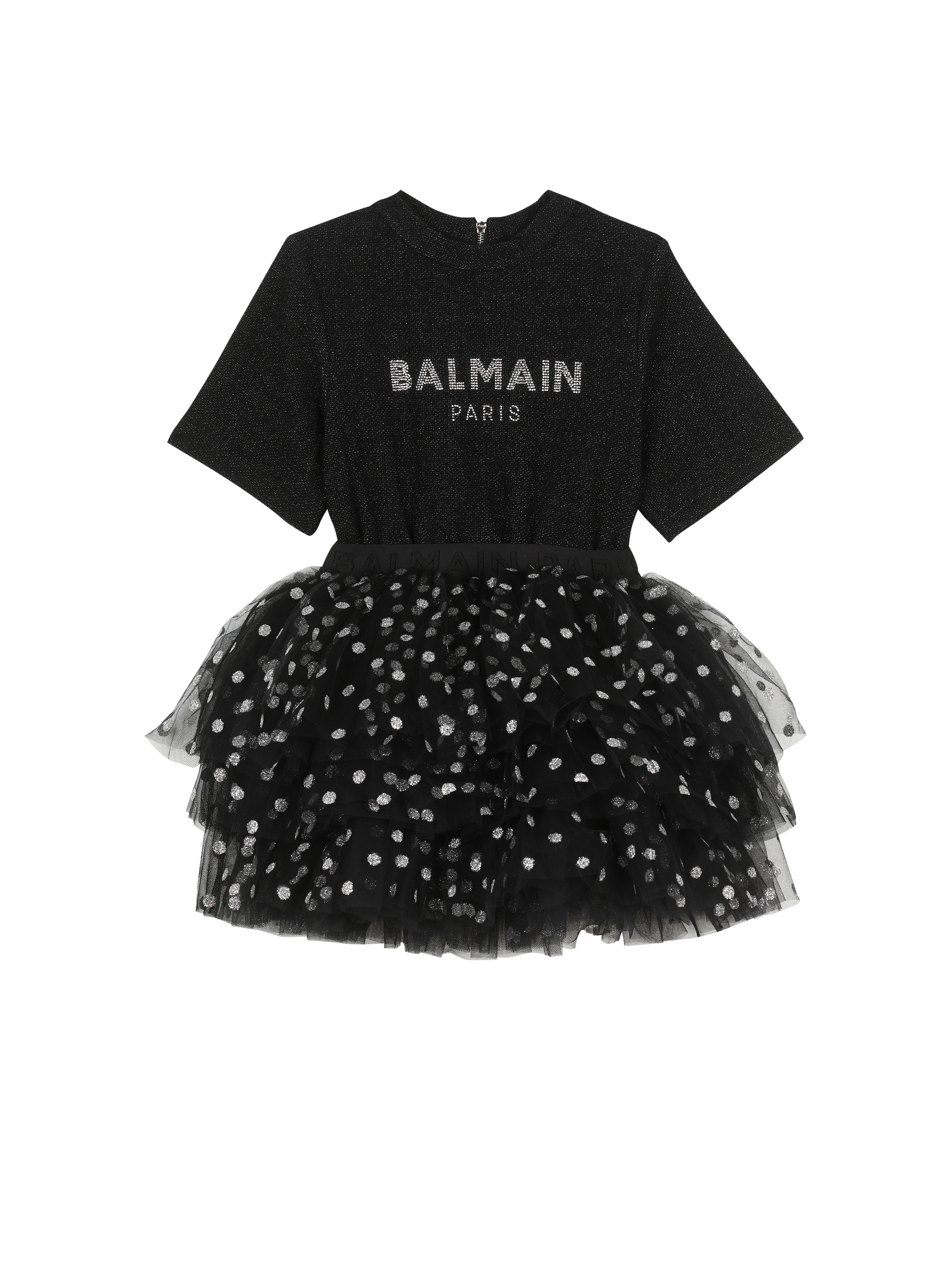 Balmain巴尔曼标志棉质连衣裙, black