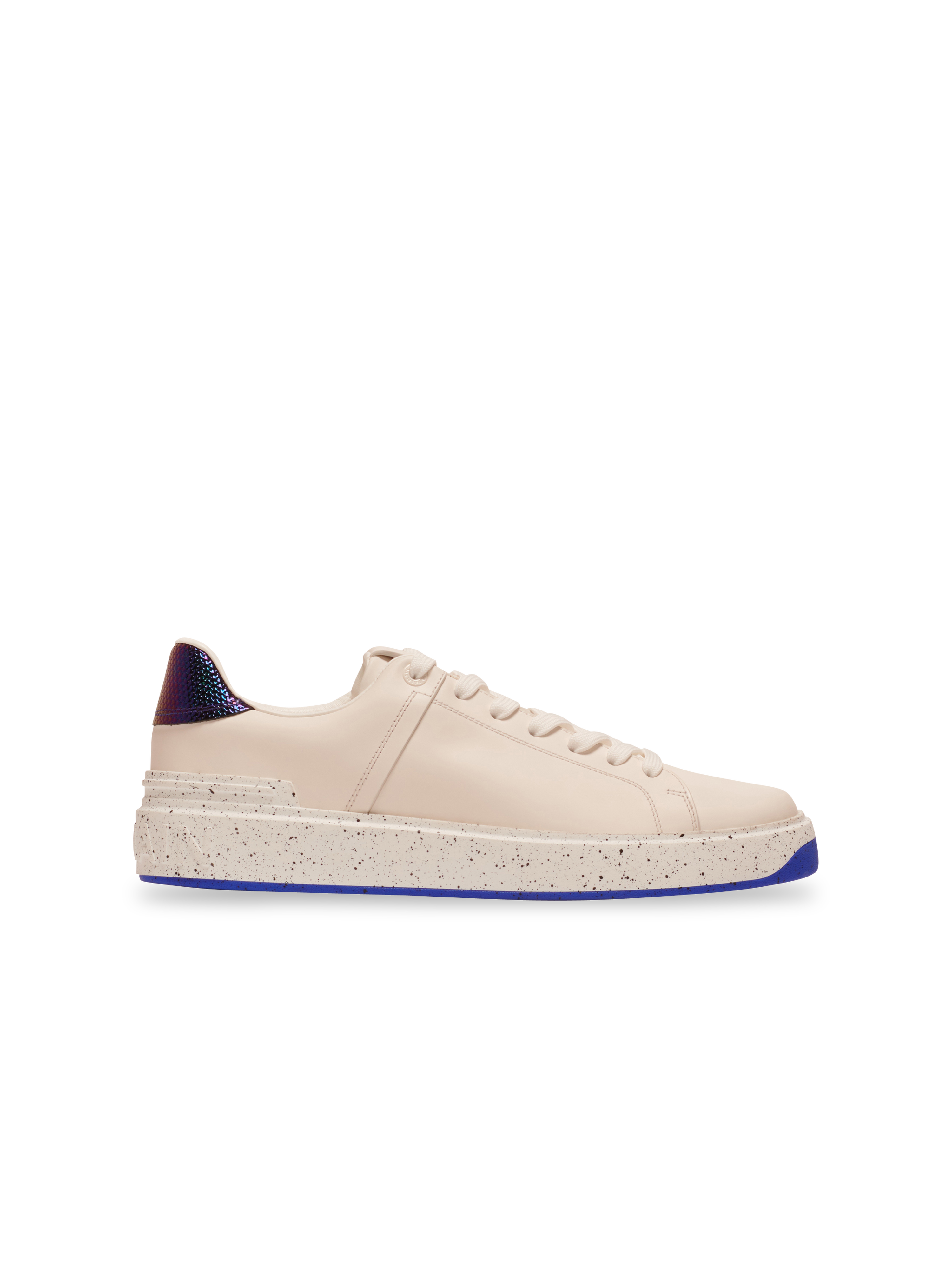 B-Court trainers in leather and iridescent leather, white