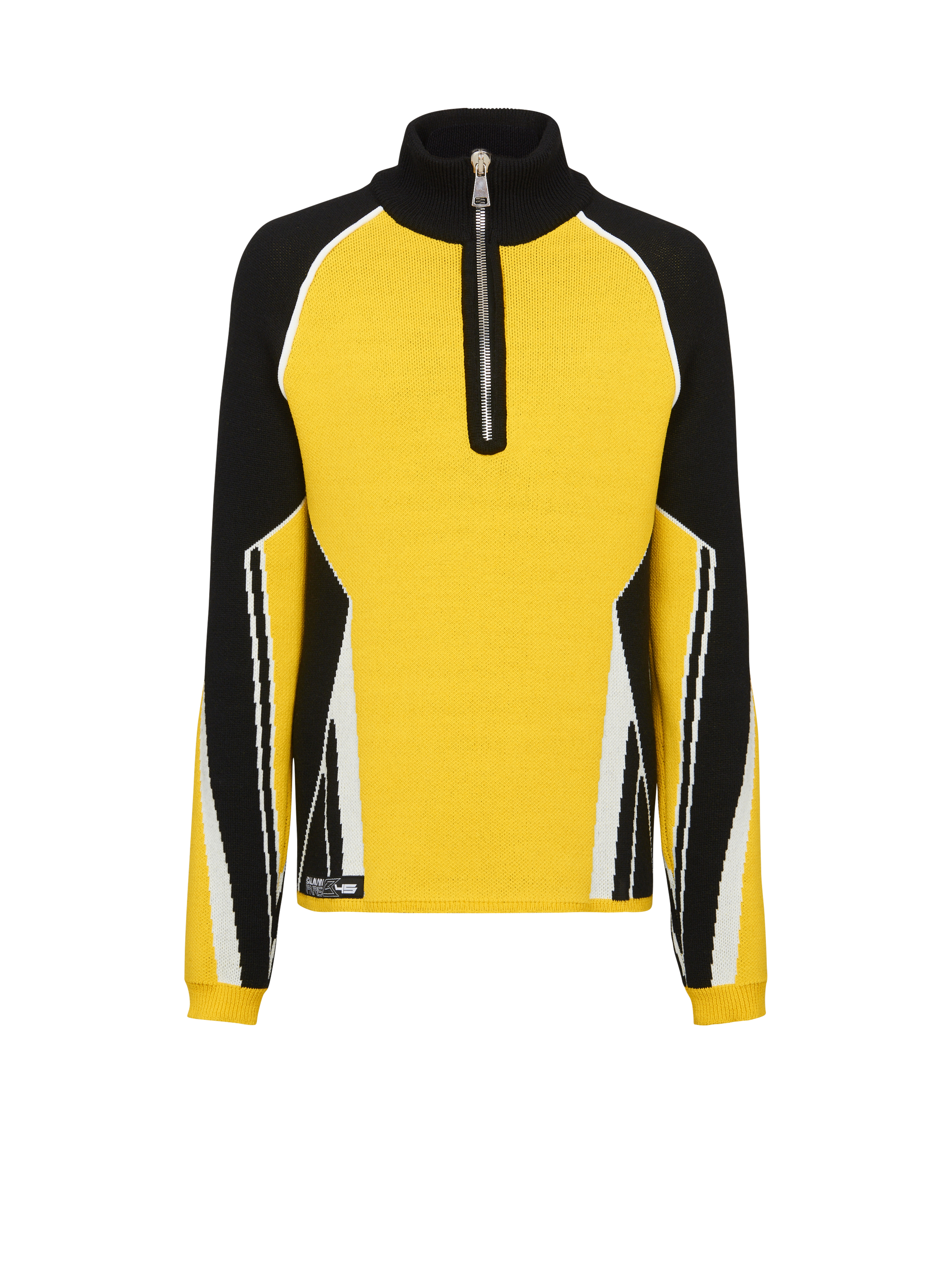 Wool jumper with embroidered Balmain logo, yellow