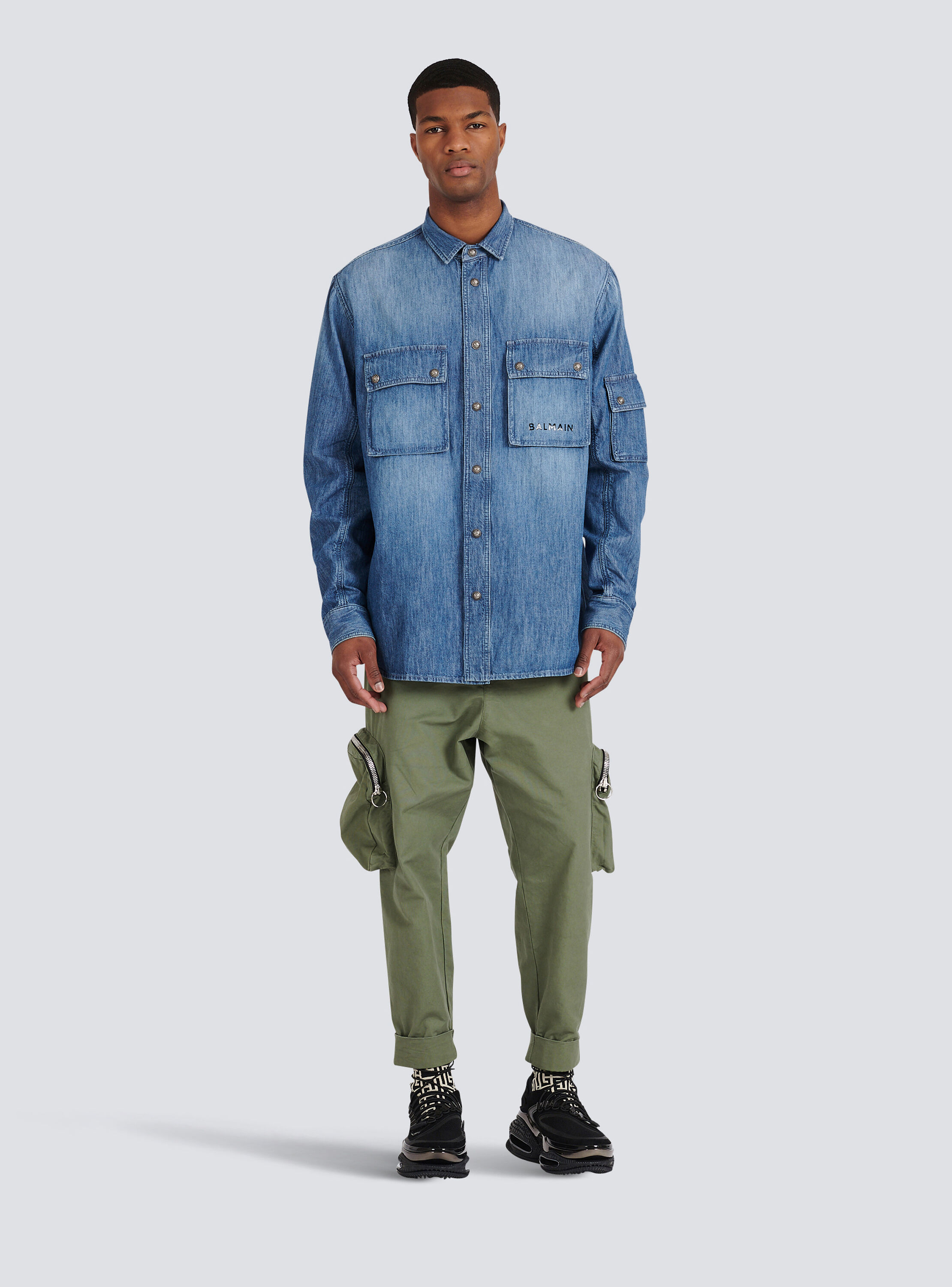 Denim shirt with logo Balmain - Men 
