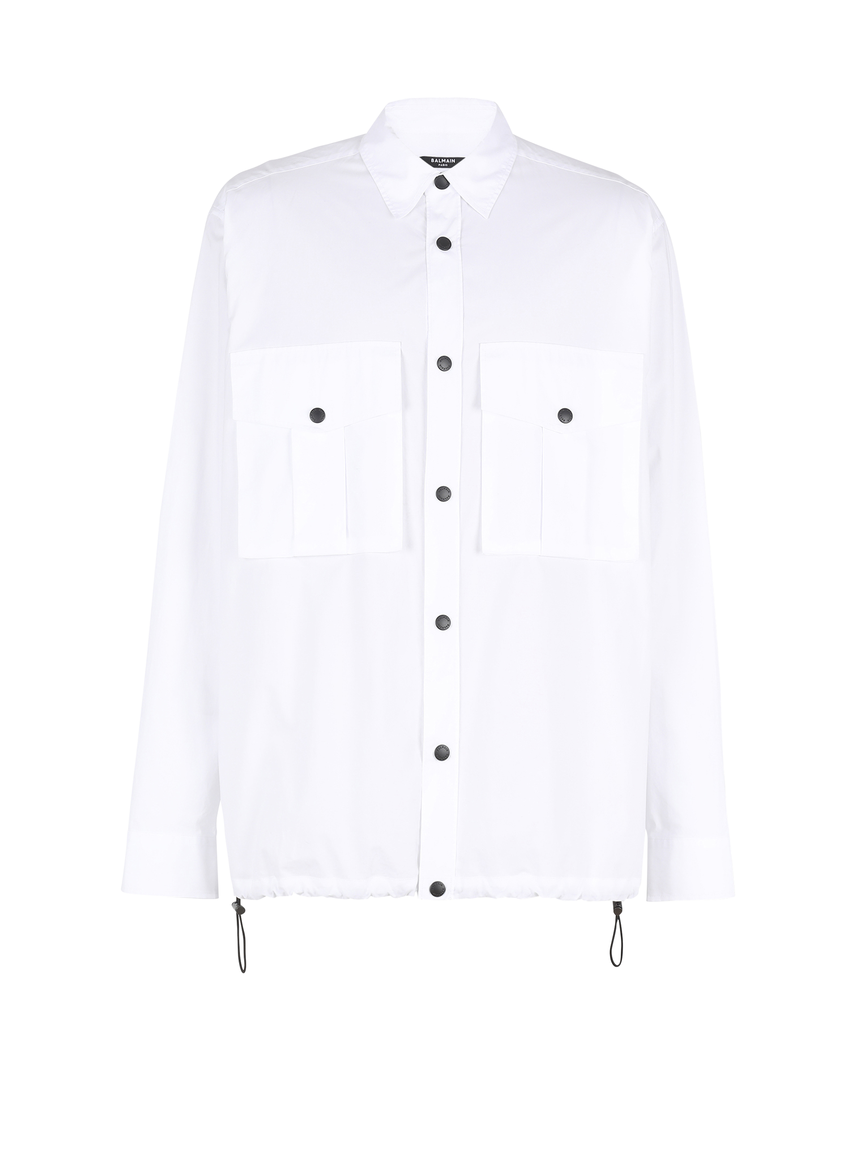 Balmain 모노그램 디테일 나일론 셔츠, white