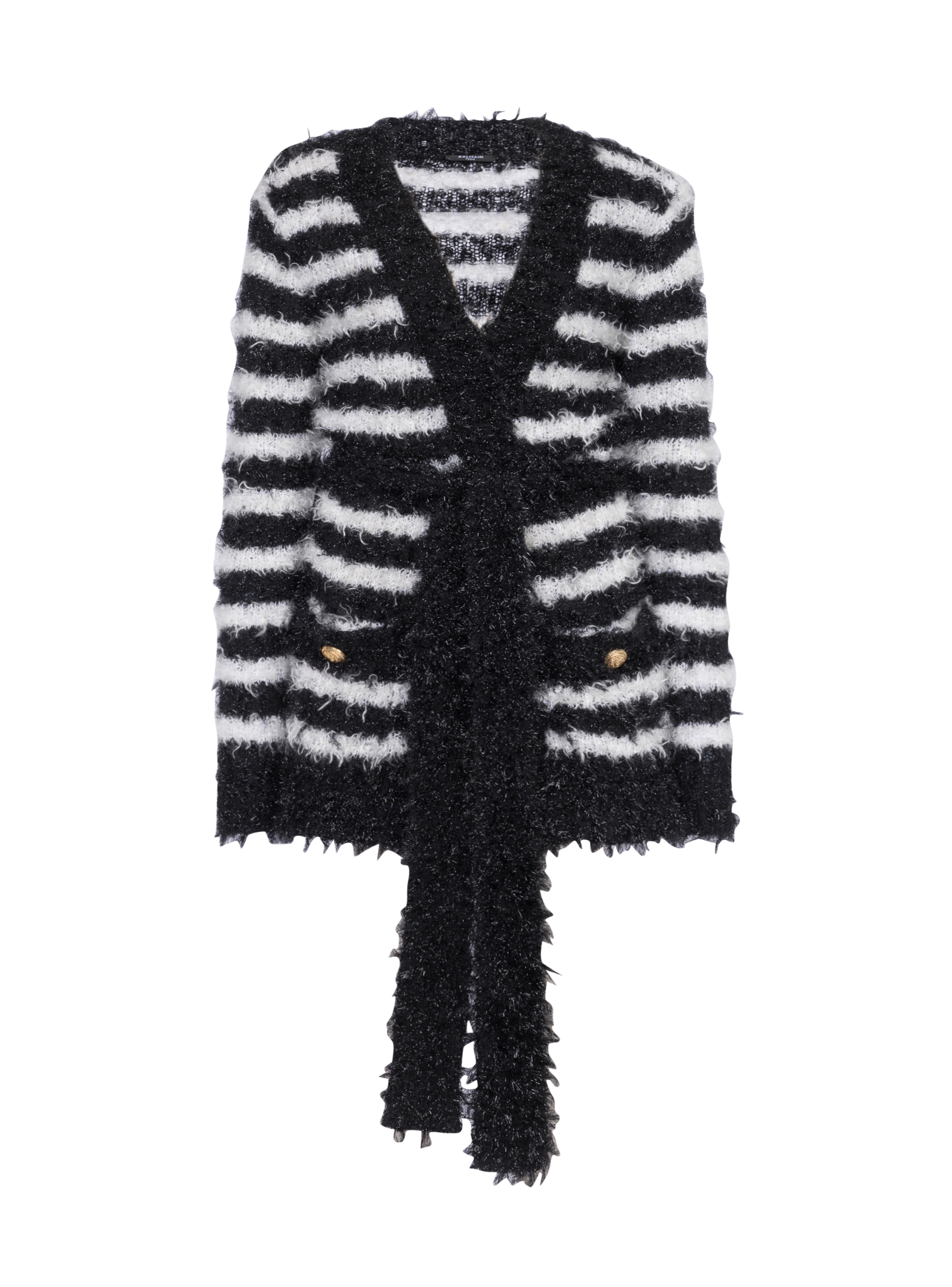Striped knit cardigan, black