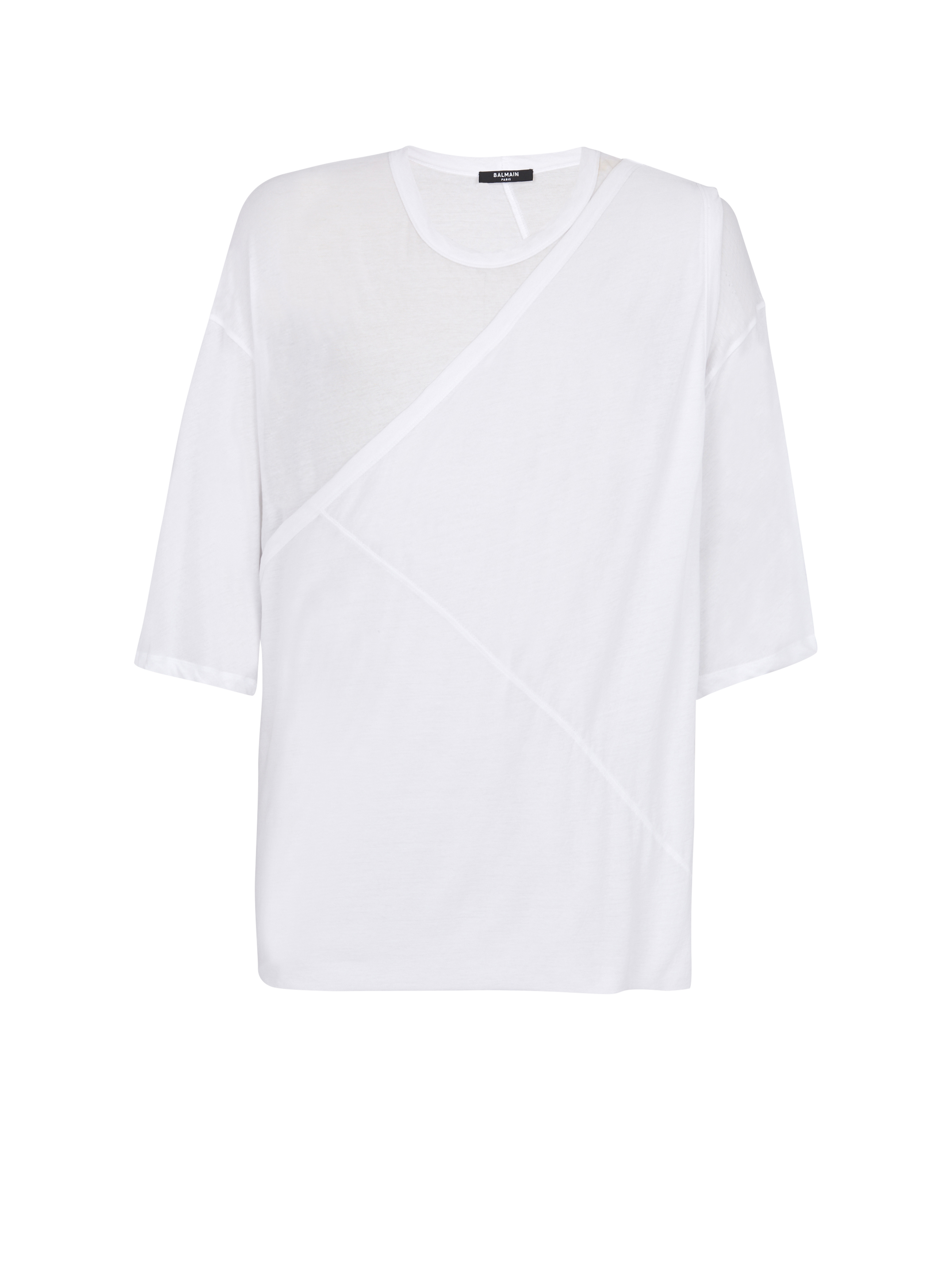 Long double thickness cotton T-shirt , white