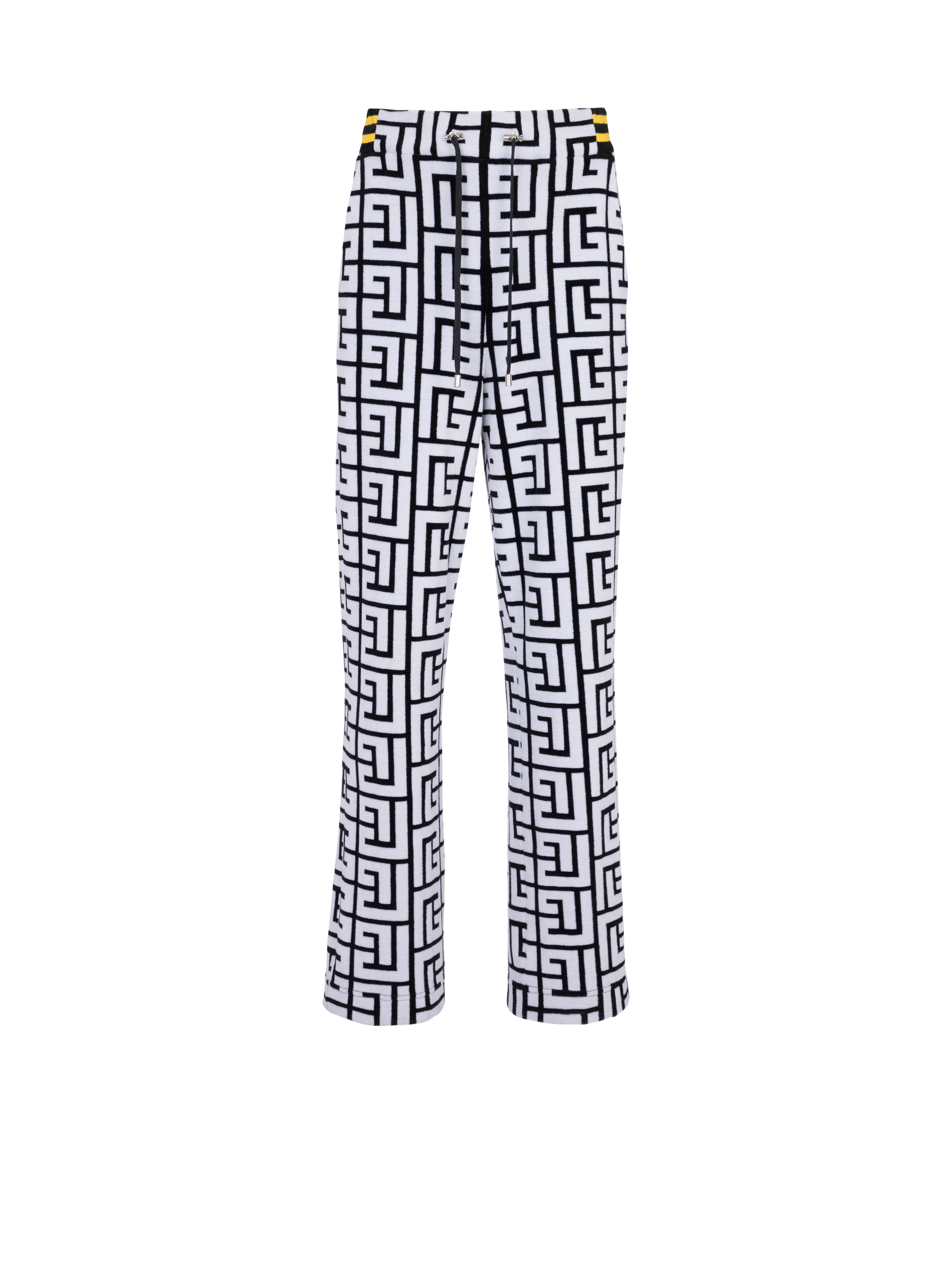 Velvet trousers with large Balmain monogram, black