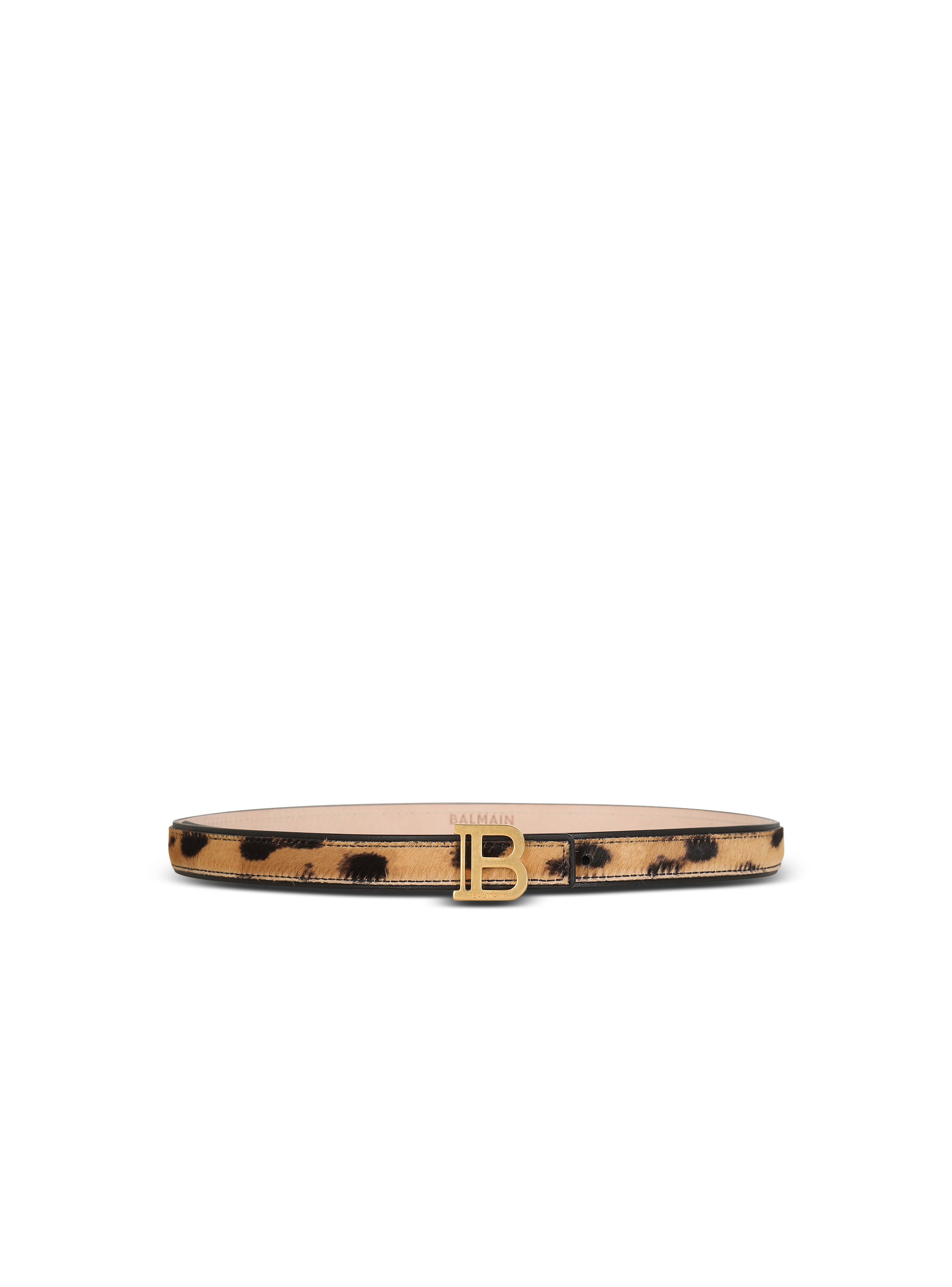 B-Belt in leopard print leather, brown