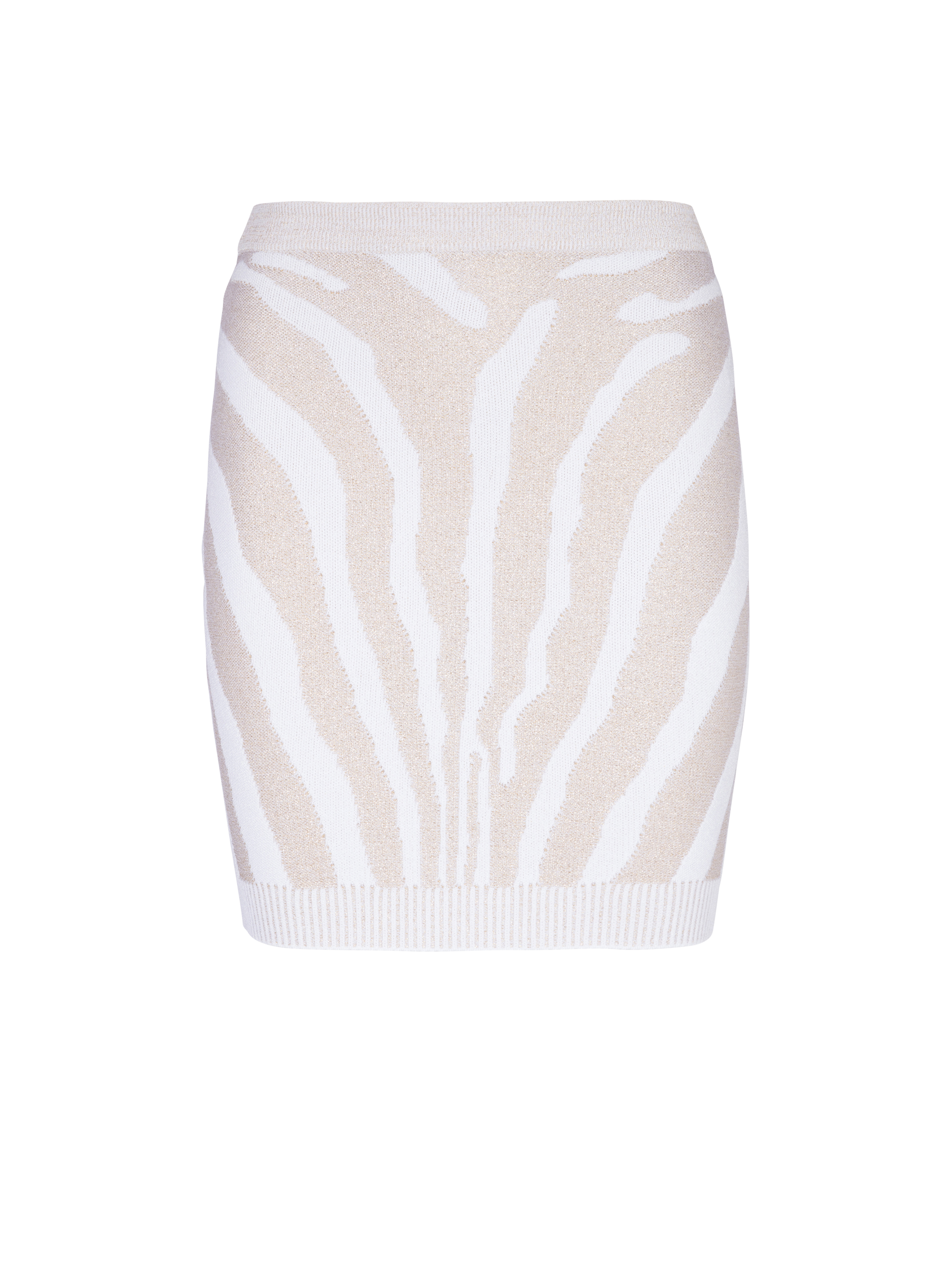 Zebra knit short skirt, white