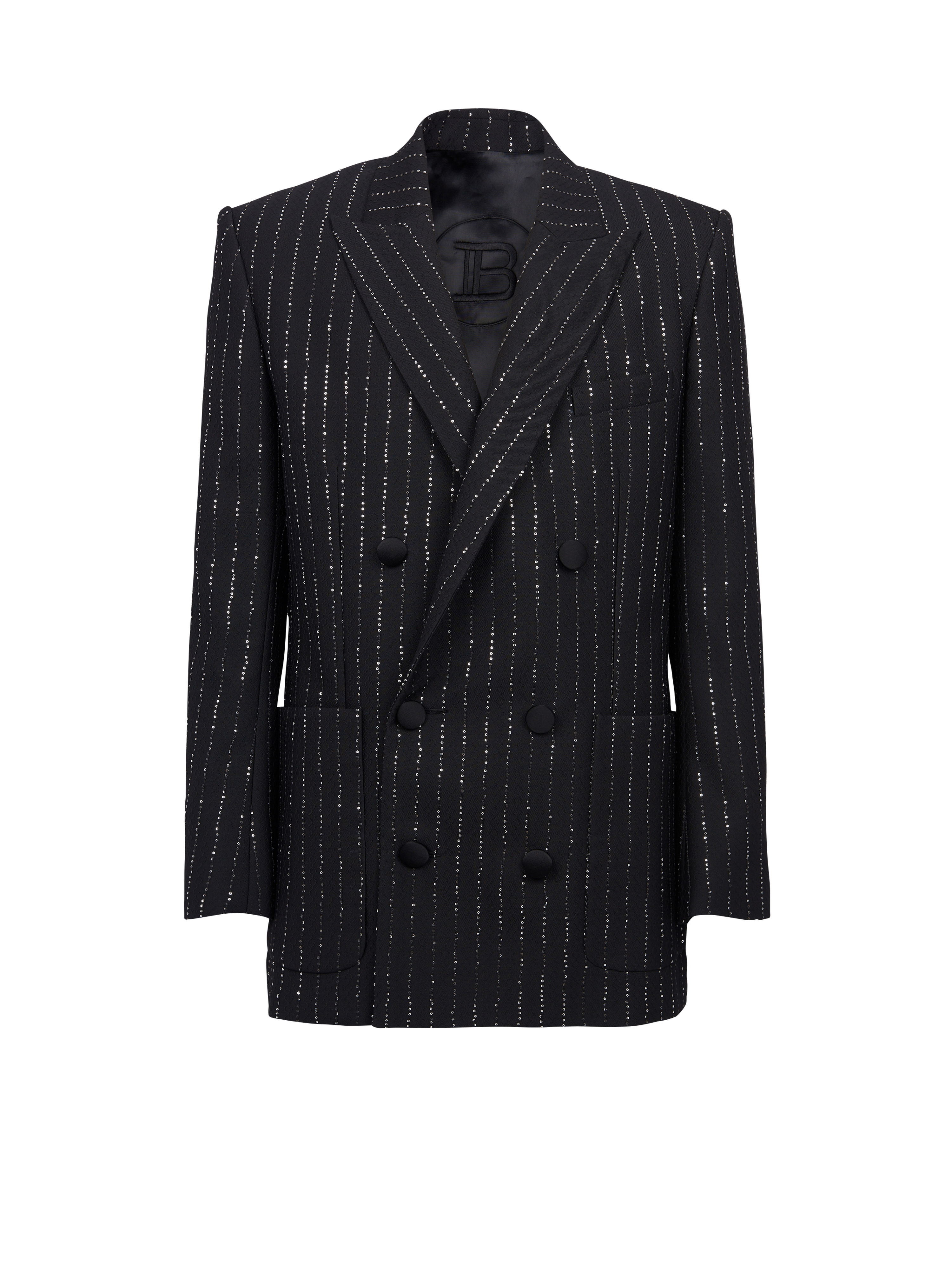 Blazer with sequin stripes , black