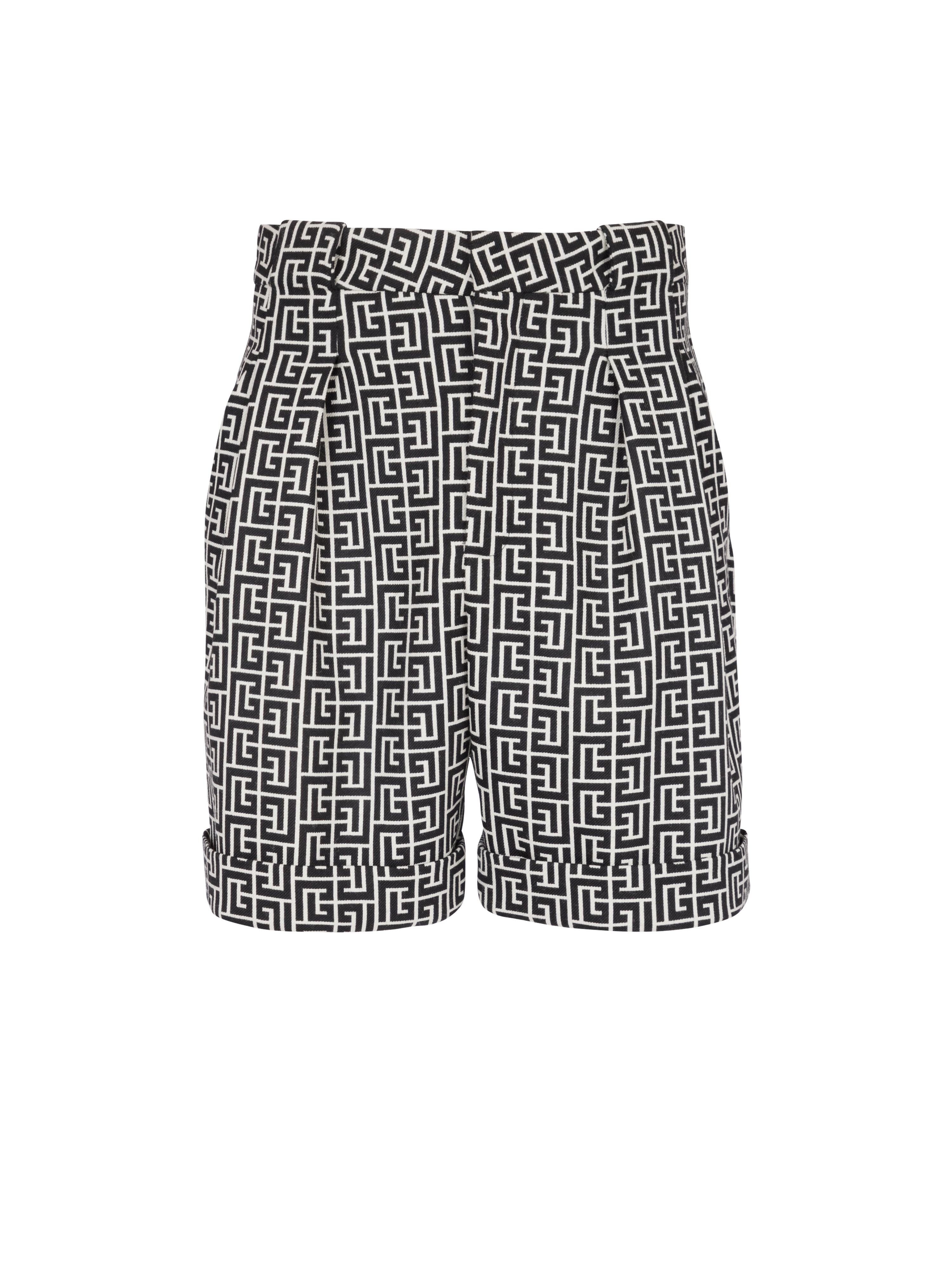 Wool Bermuda shorts with monogram, black