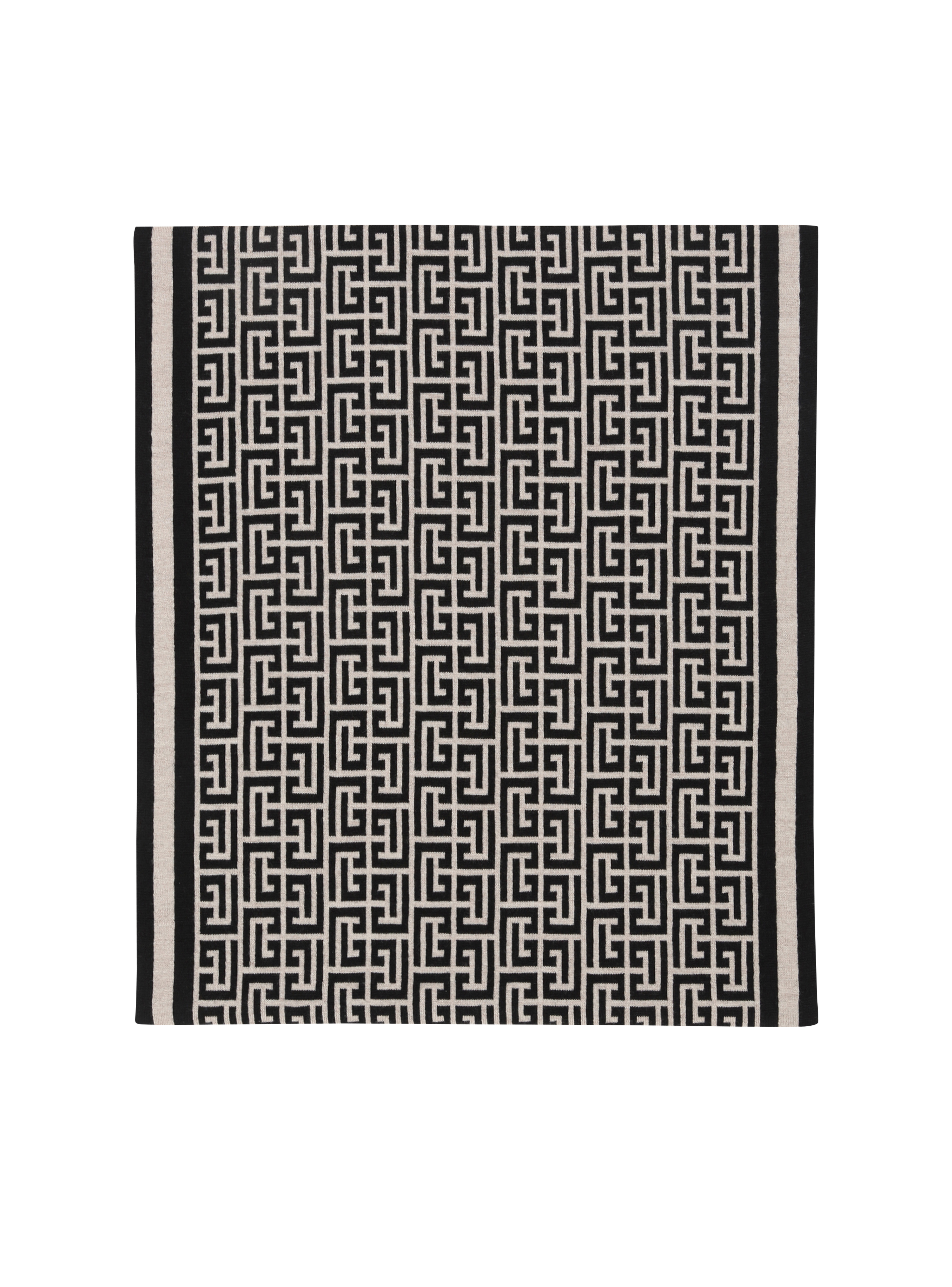 Wool scarf with Balmain monogram, black