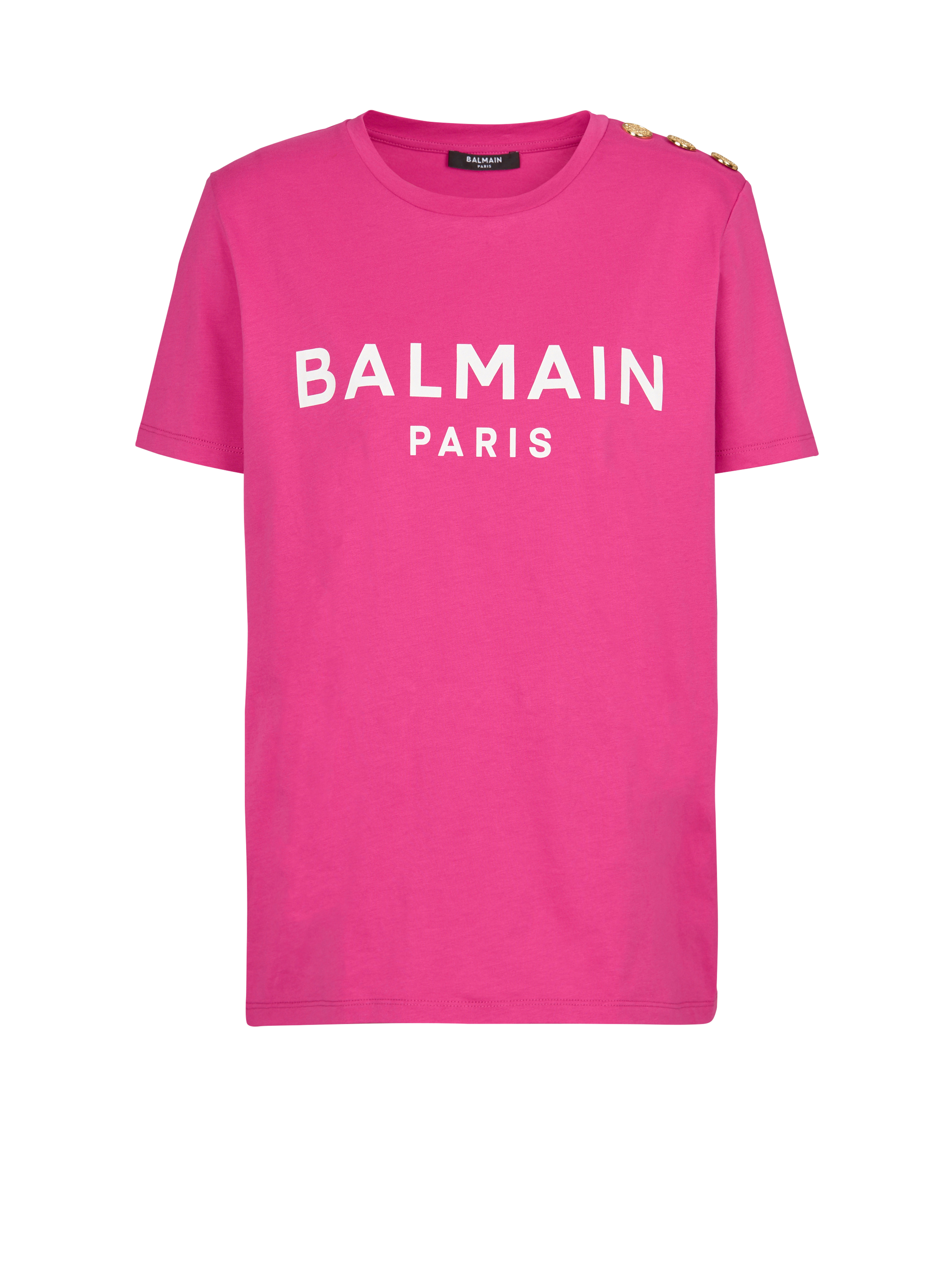 Cotton printed Balmain logo T-shirt, pink