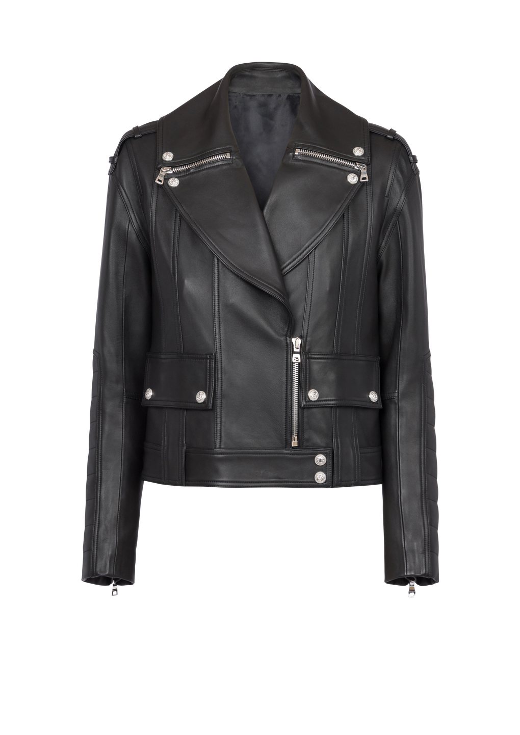 레더 바이커 재킷, black, hi-res