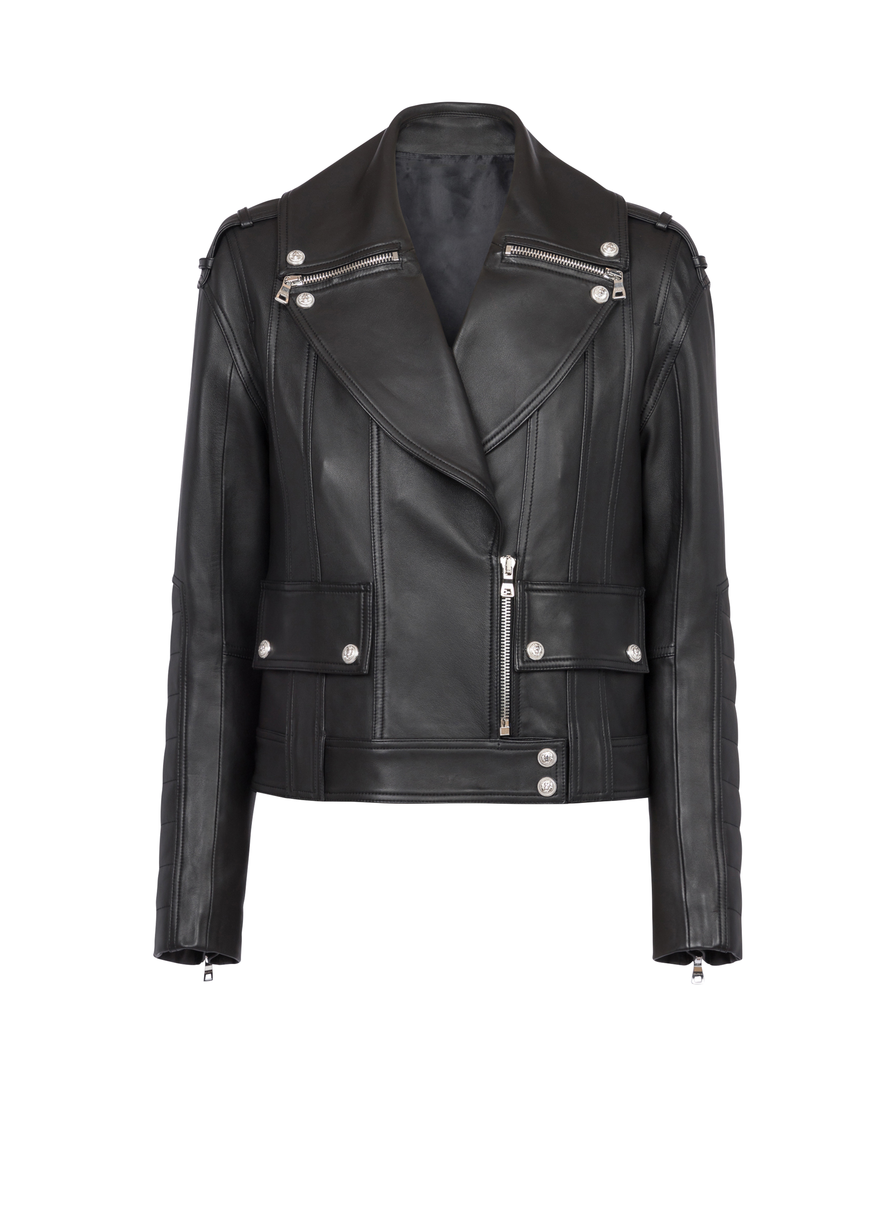 레더 바이커 재킷, black