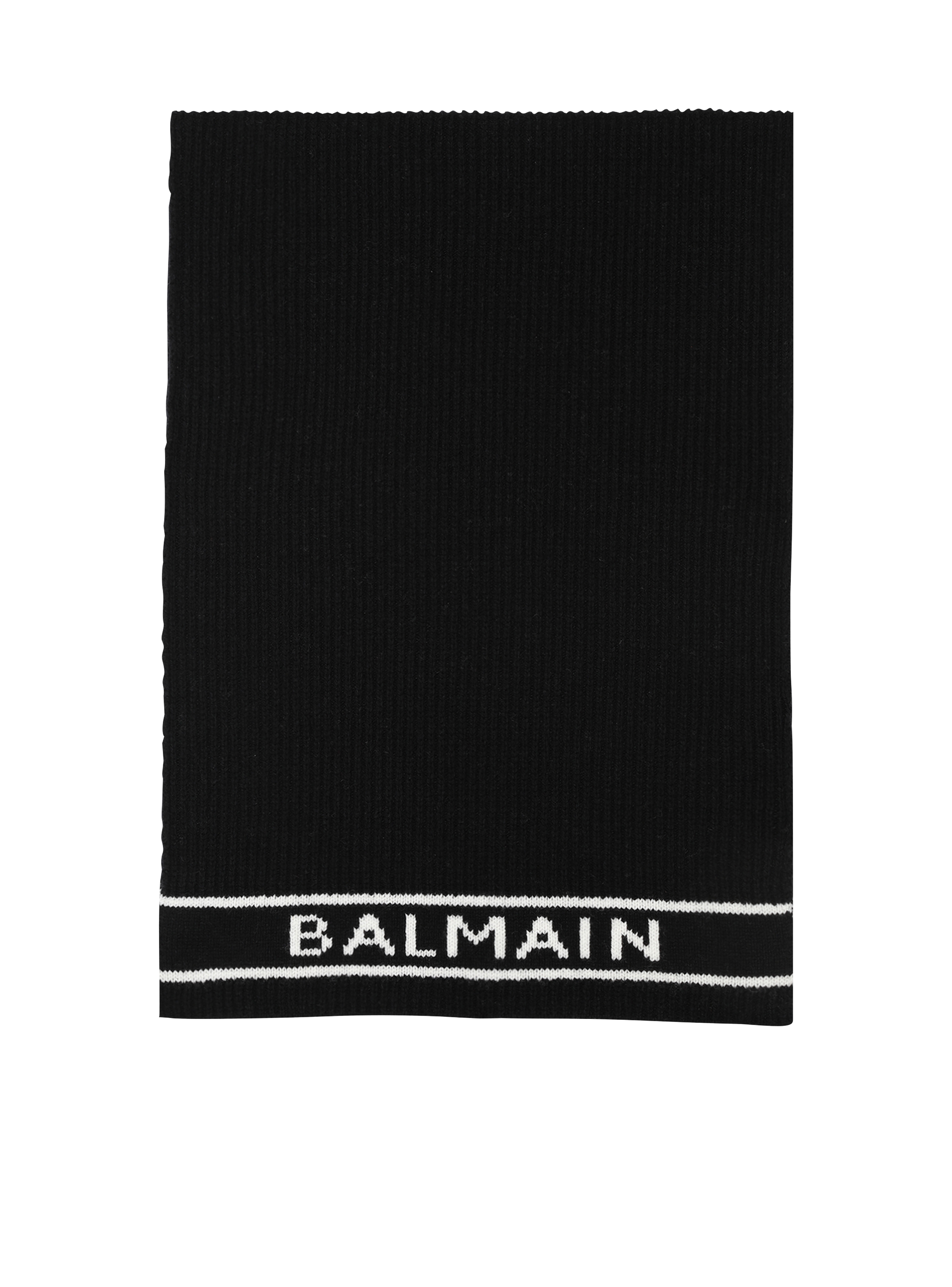 Balmain 徽标装饰羊毛围巾, black