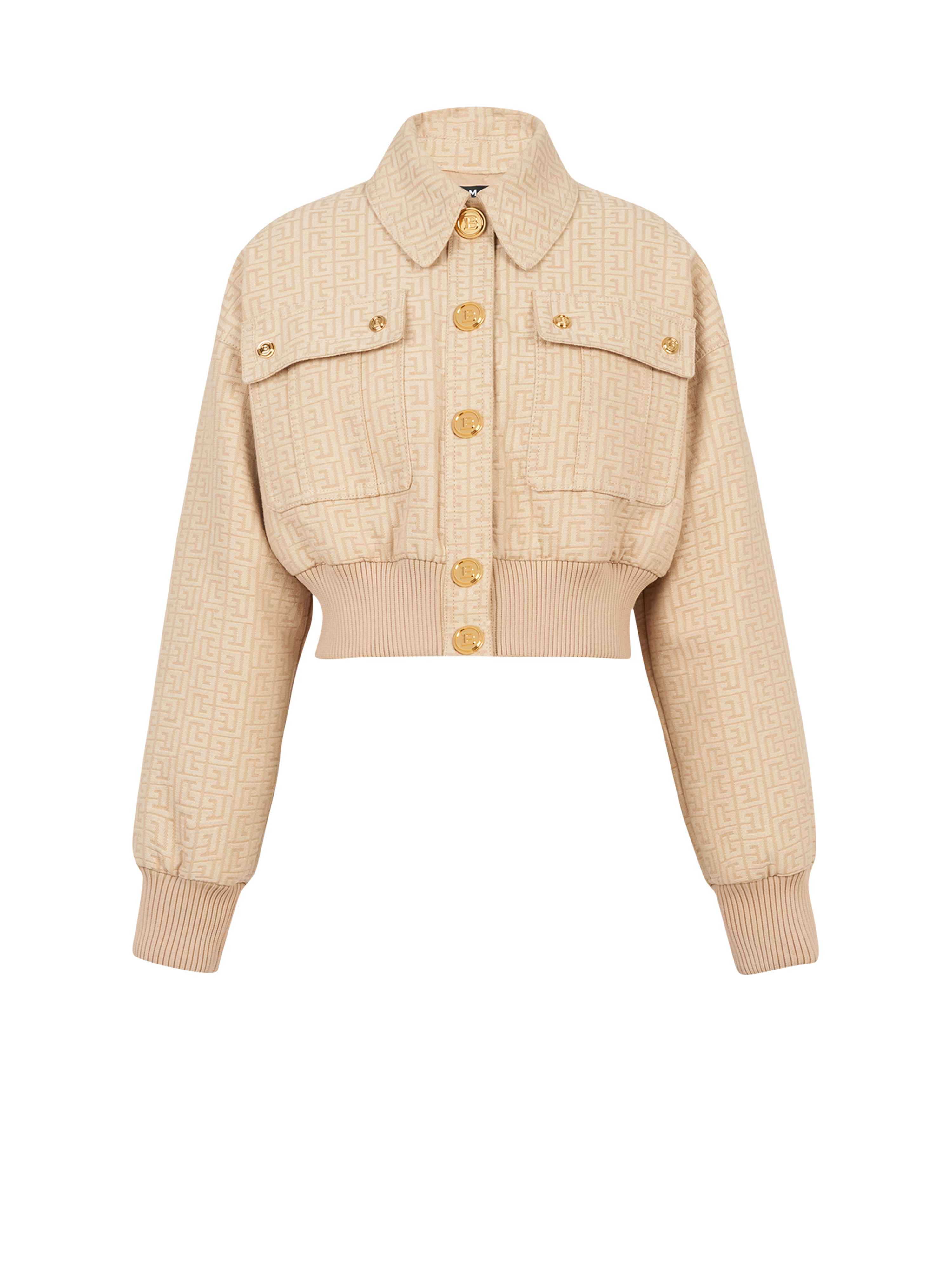 Balmain monogram jacquard bomber jacket, beige