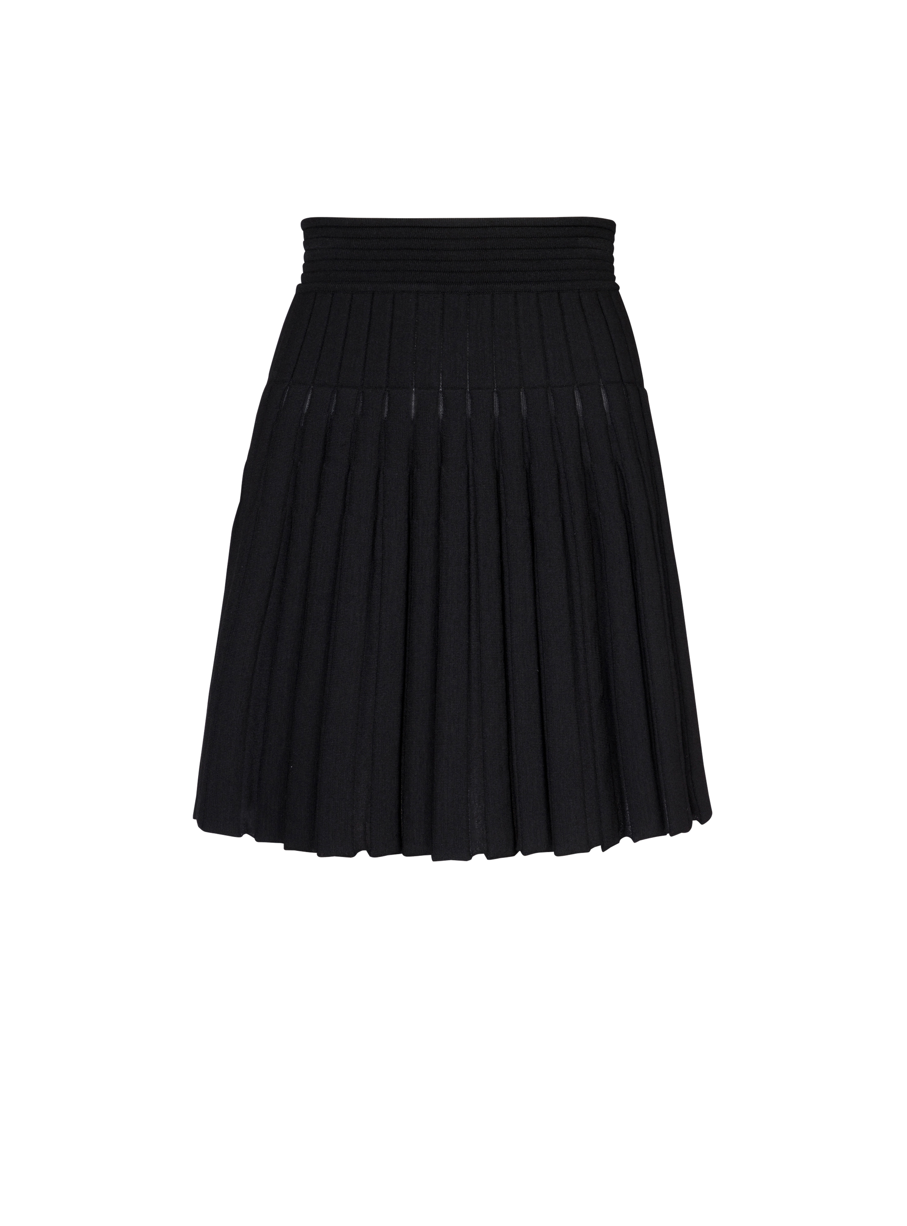 Short pleated knit skirt, black