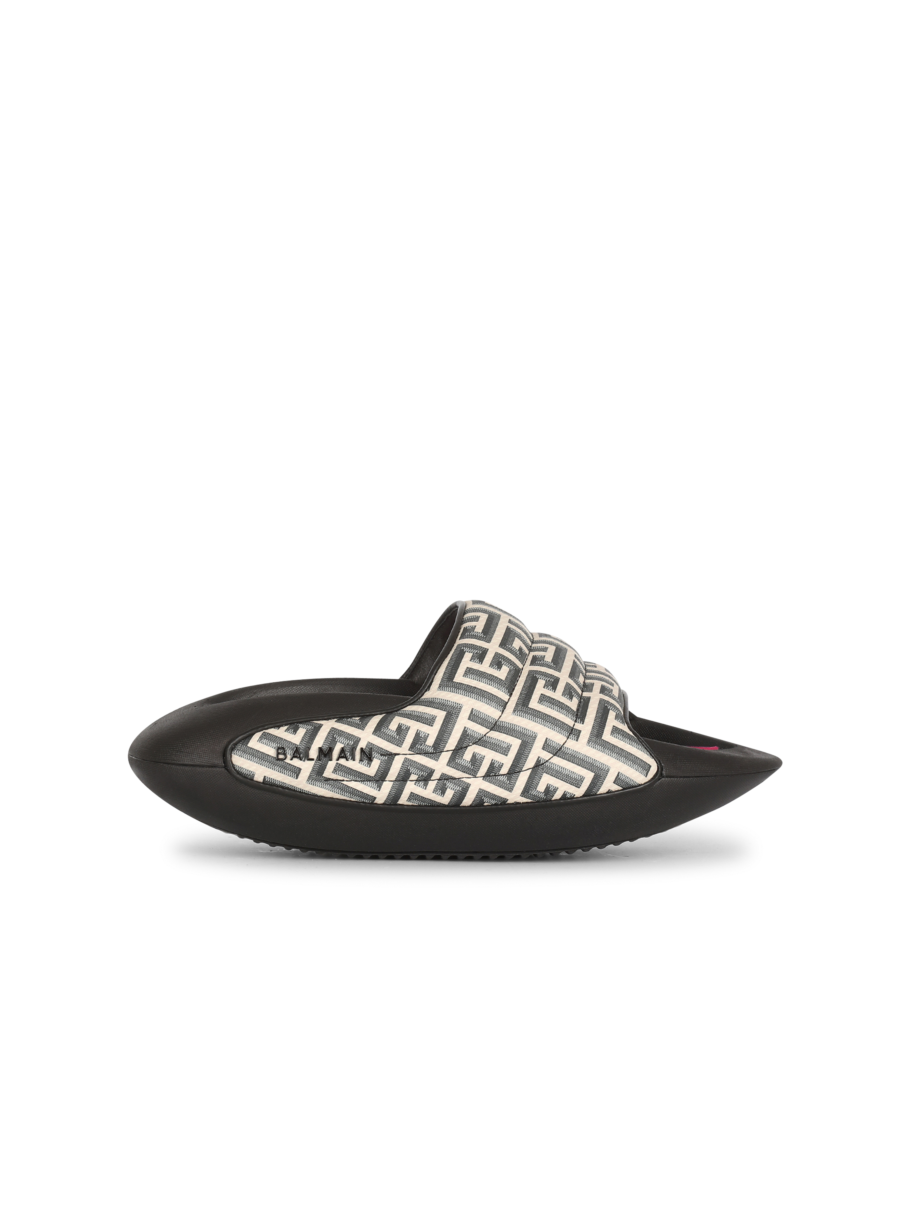 B-IT Balmain字母标识印花图案绗缝皮革穆勒鞋, black