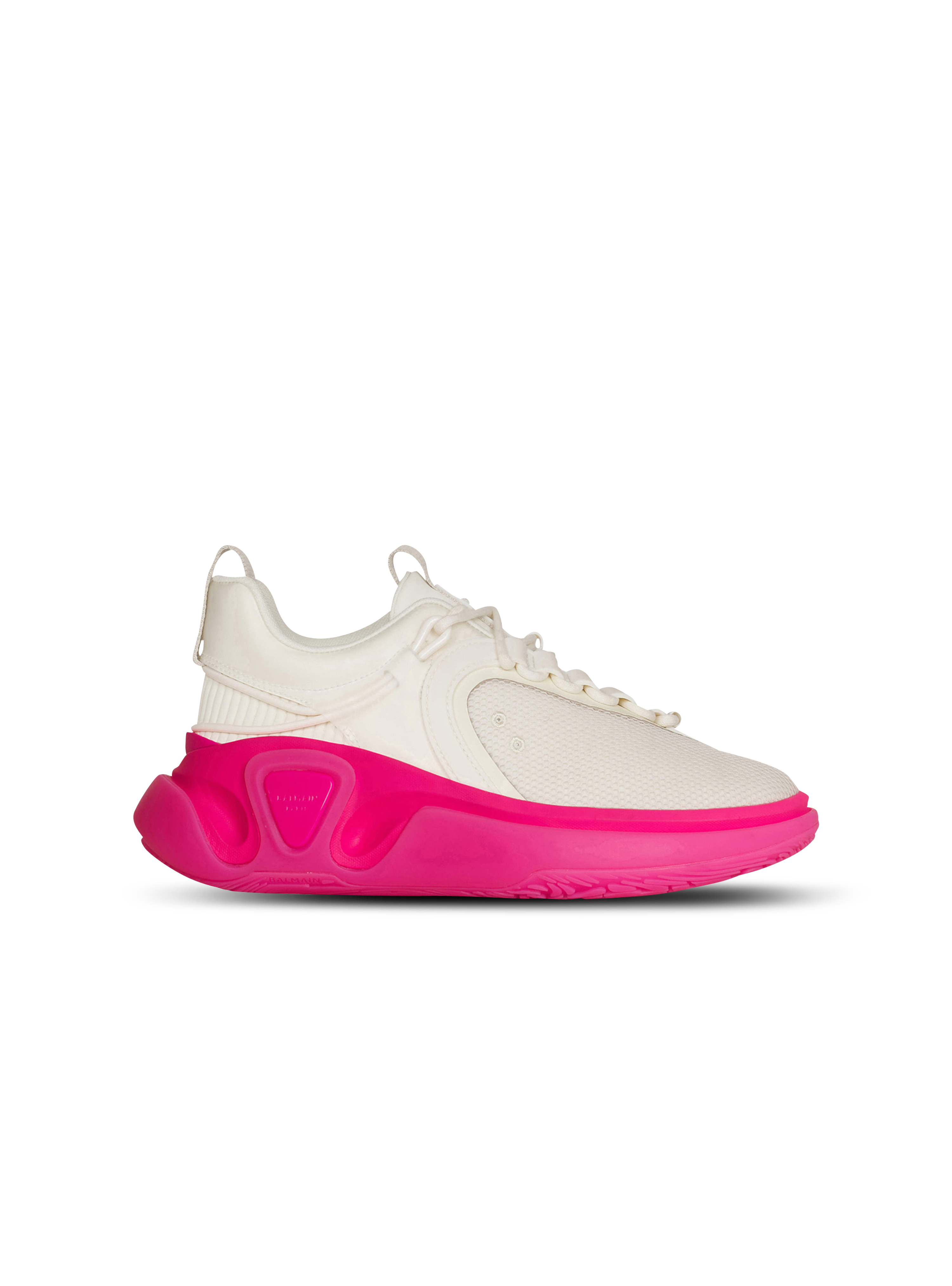 Gummy leather and mesh B-Runner sneakers, pink