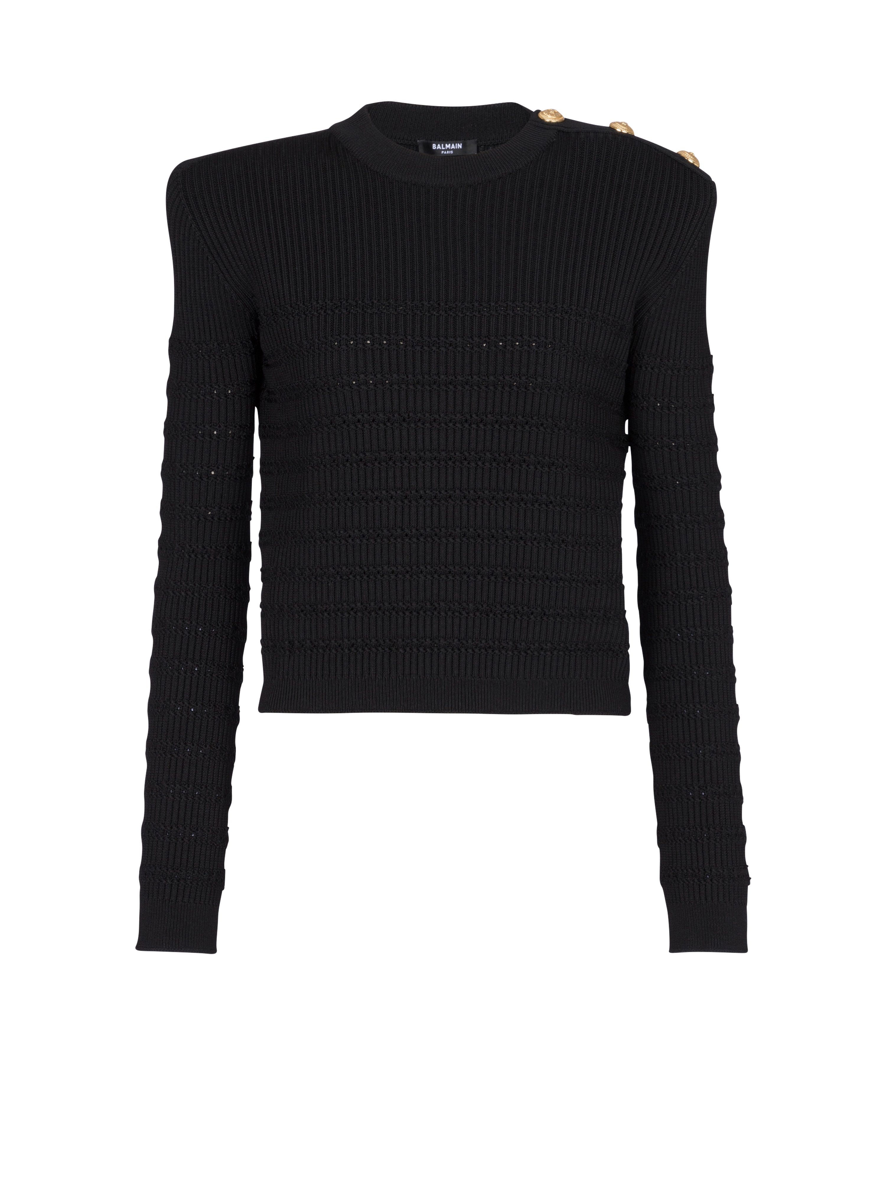 Knit jumper with gold buttons, black
