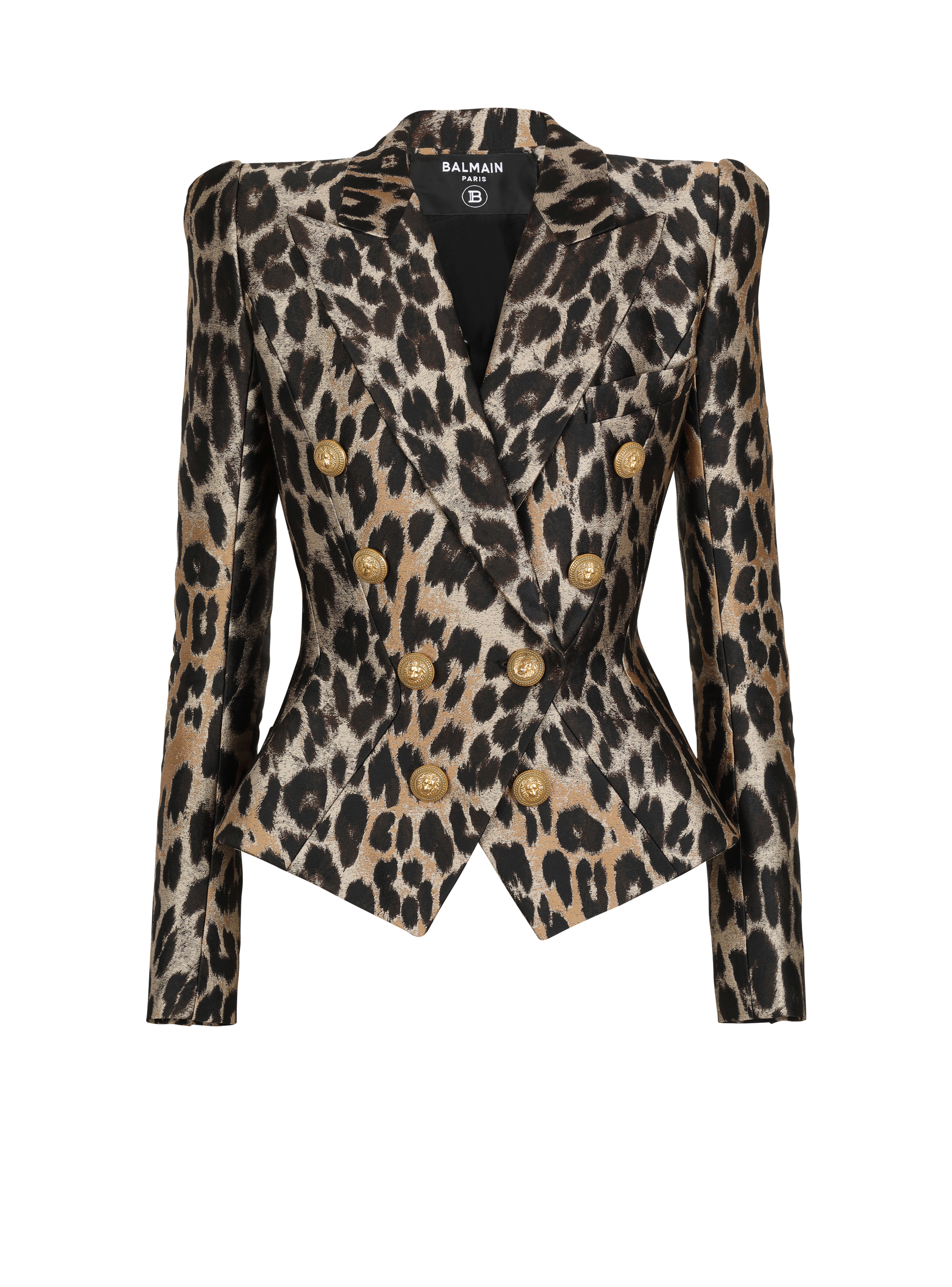 Slim-fit jacket in leopard jacquard, brown