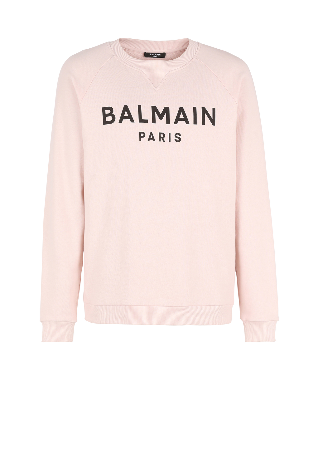 Eco-designed cotton sweatshirt with Balmain Paris metallic logo print, pink, hi-res