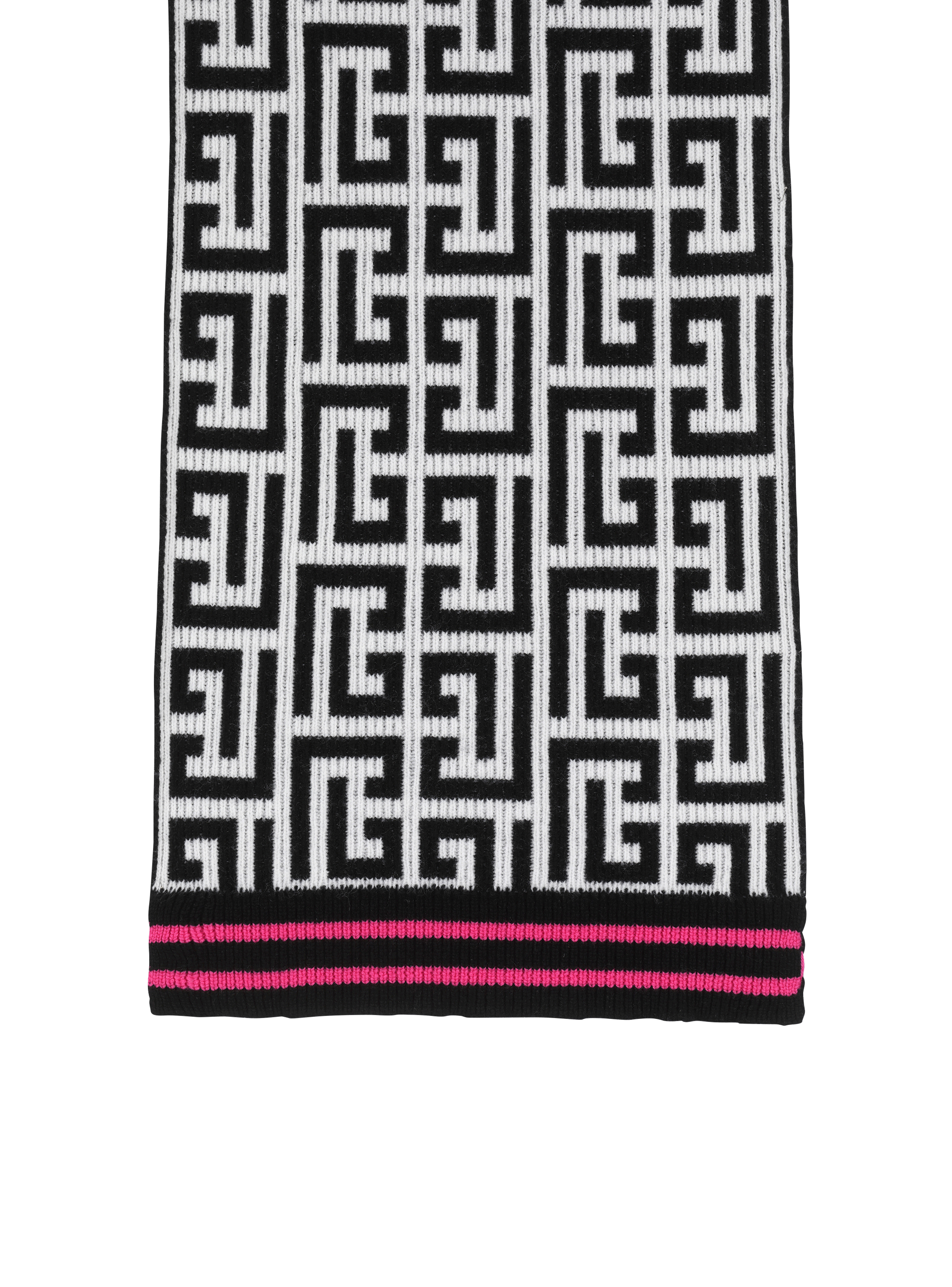 Wool scarf with large Balmain monogram, black