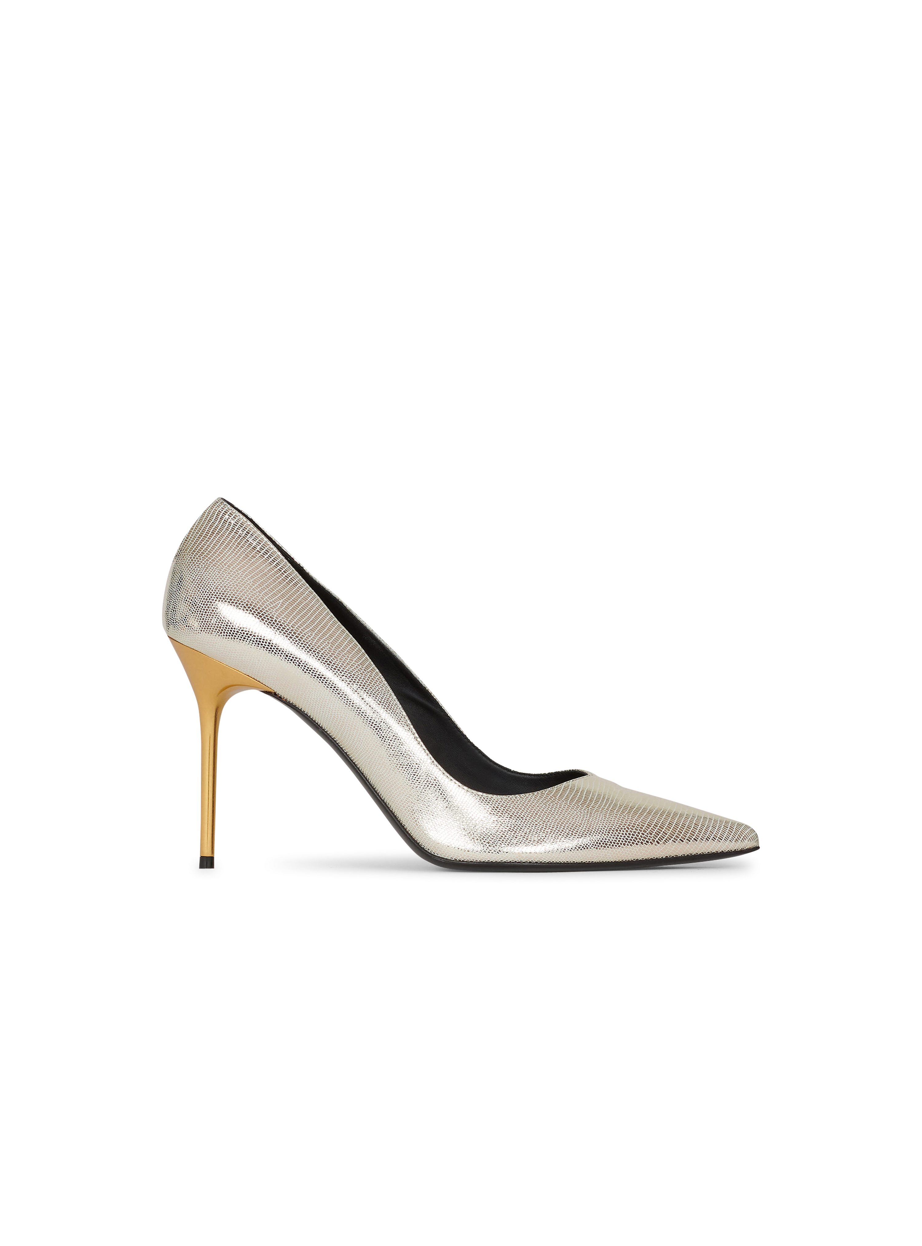 Reptile-effect leather Ruby pumps, gold