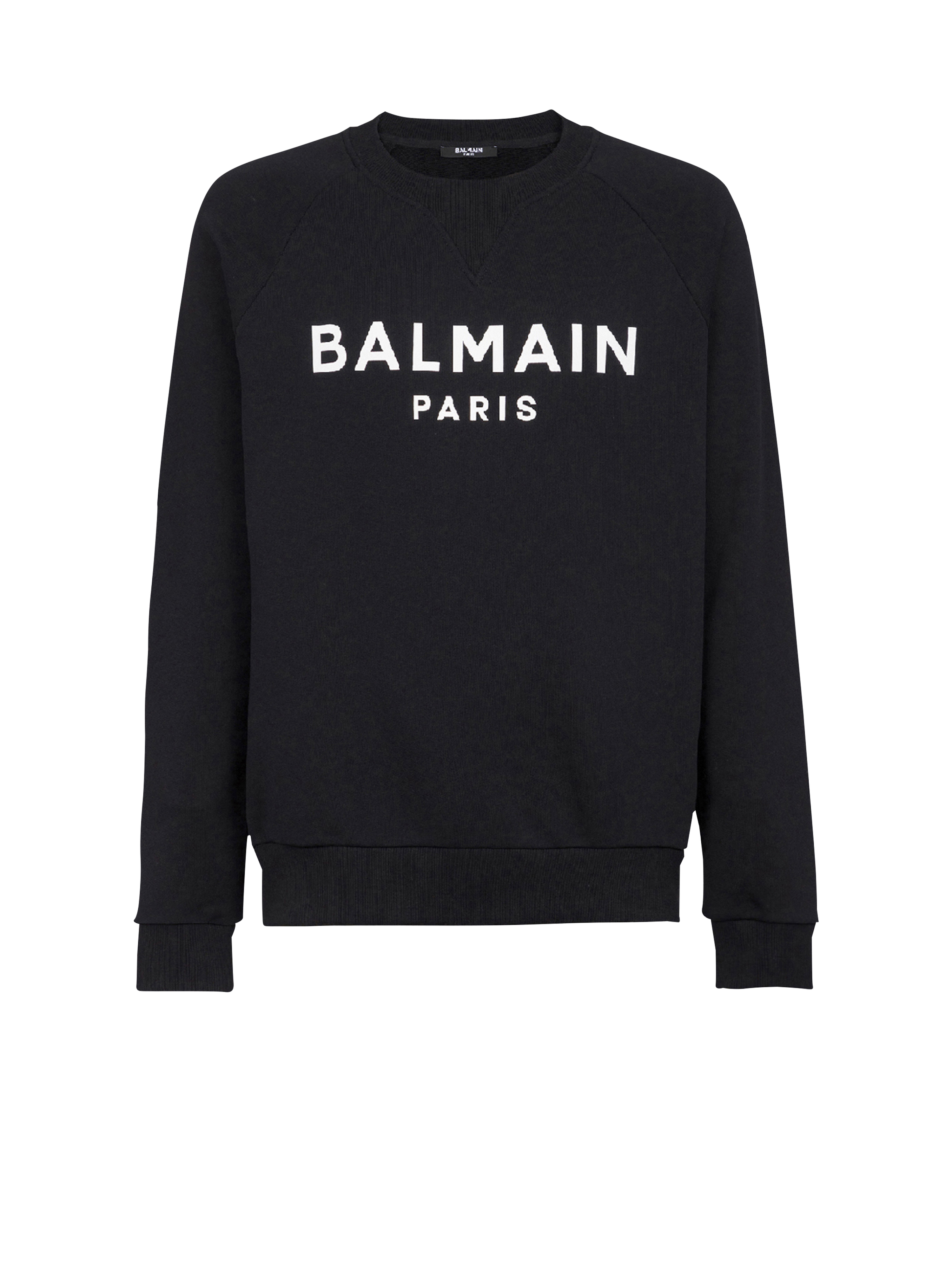 Cotton printed Balmain logo sweatshirt, black