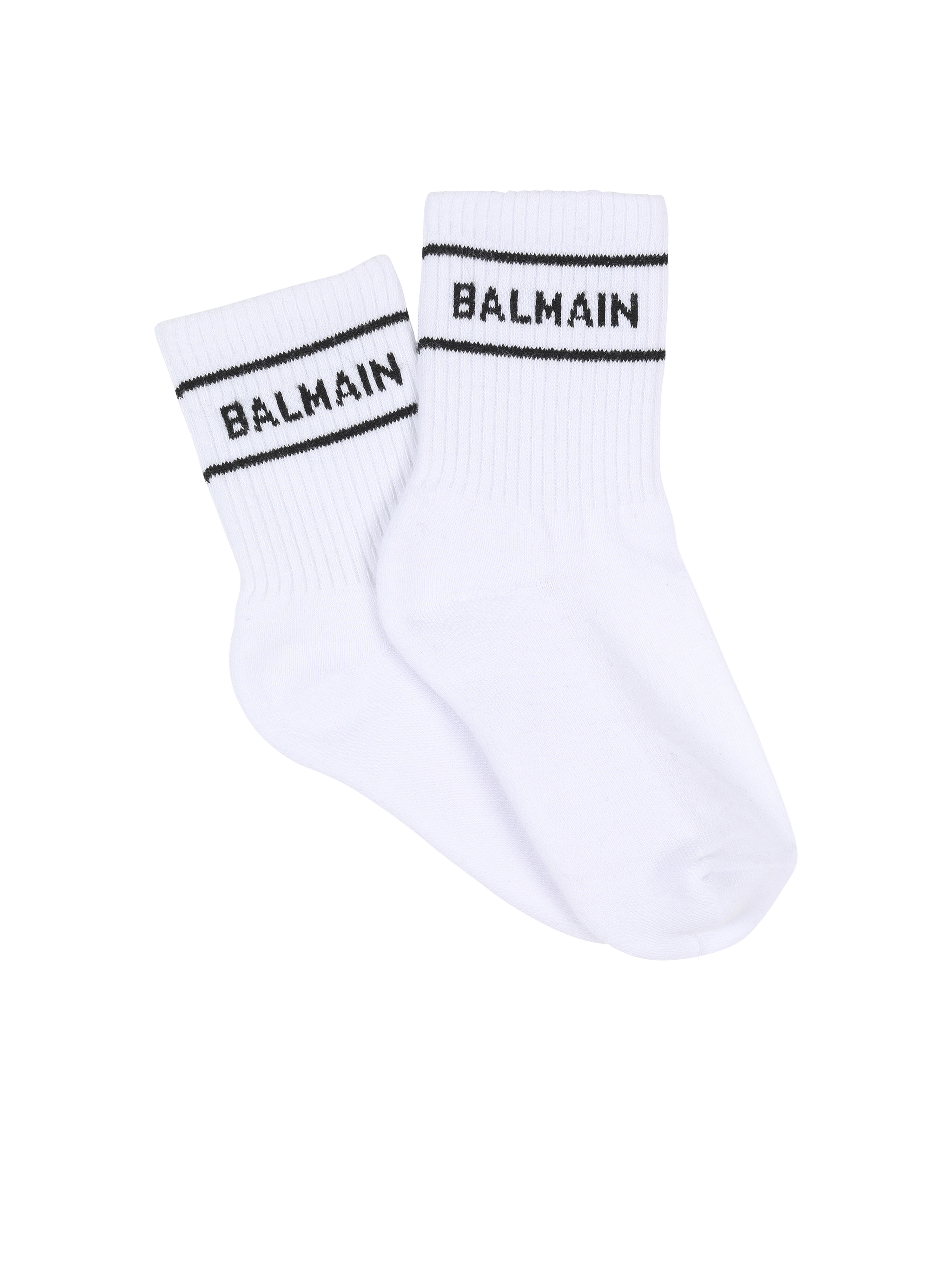 Balmain巴尔曼标志棉袜, white