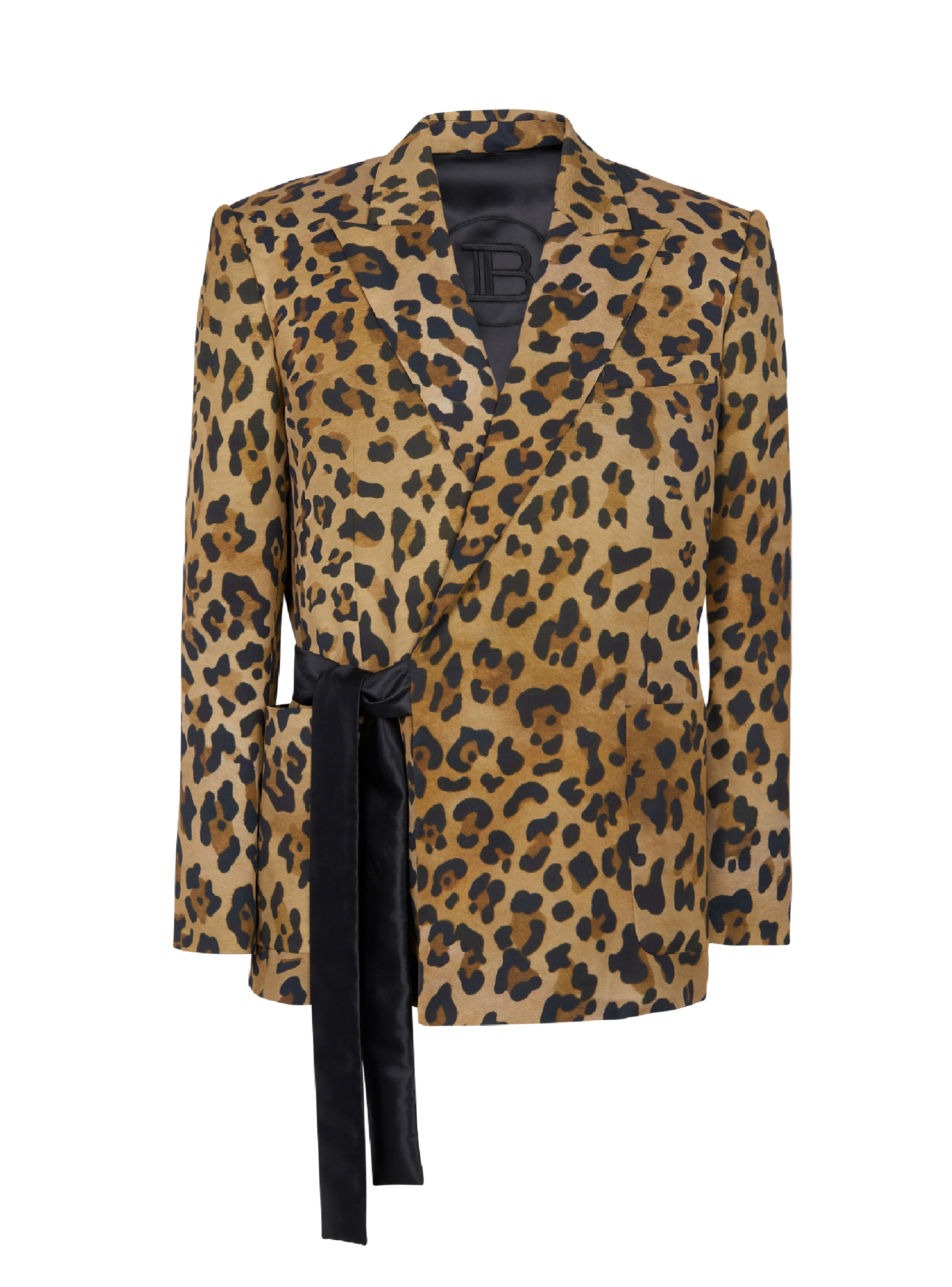 Asymmetric leopard print jacket, brown