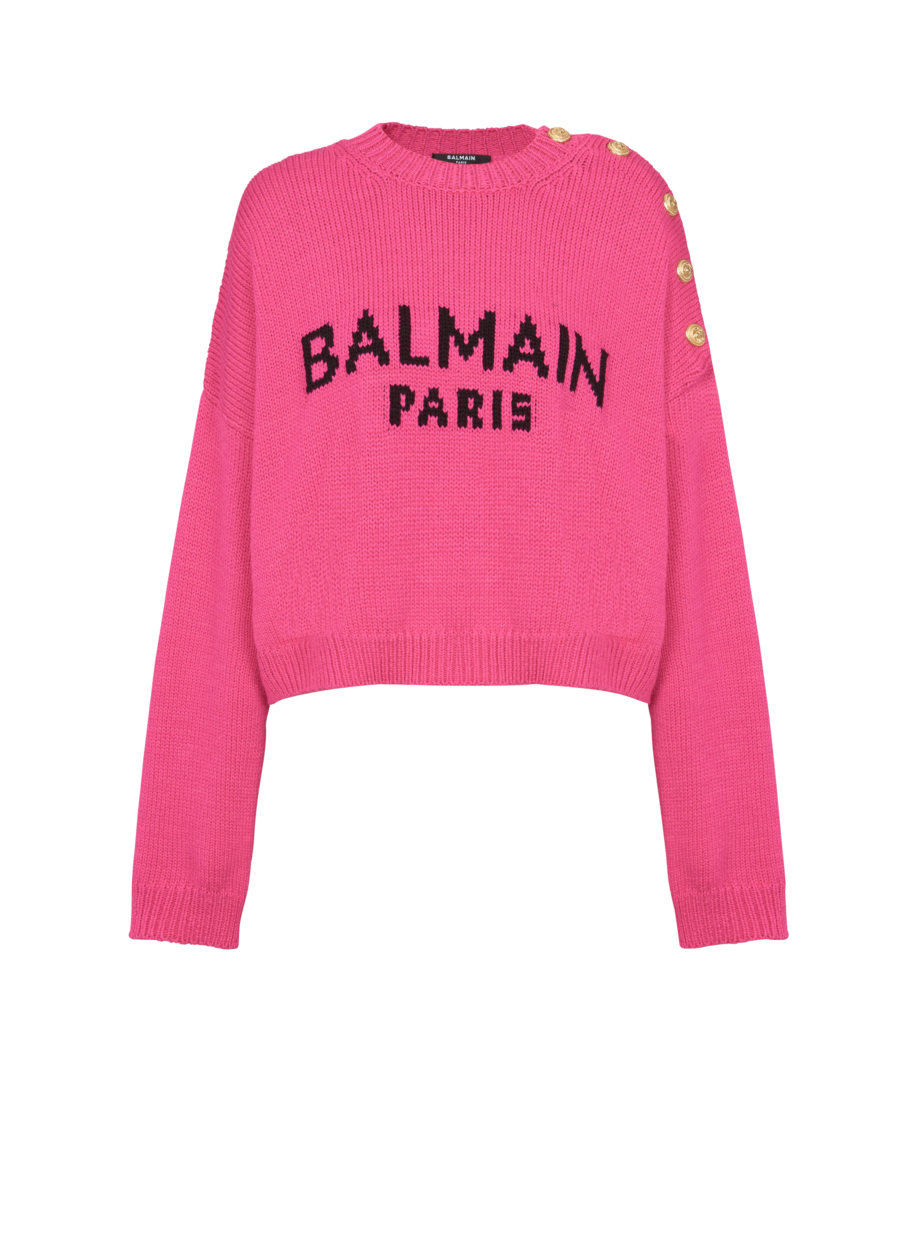 Balmain logo cropped knit jumper, pink