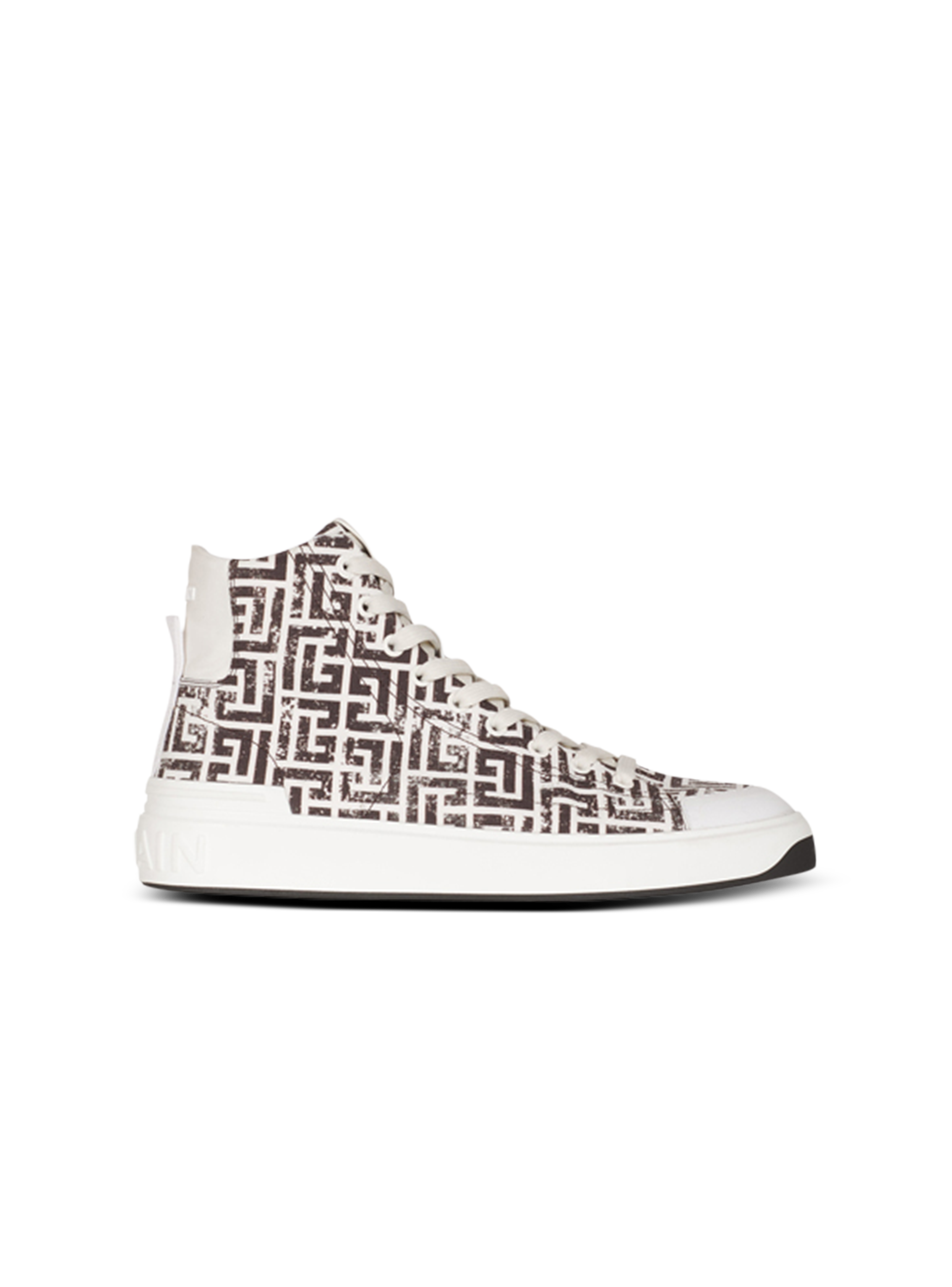 Monogram canvas B-Court high-top sneakers, white