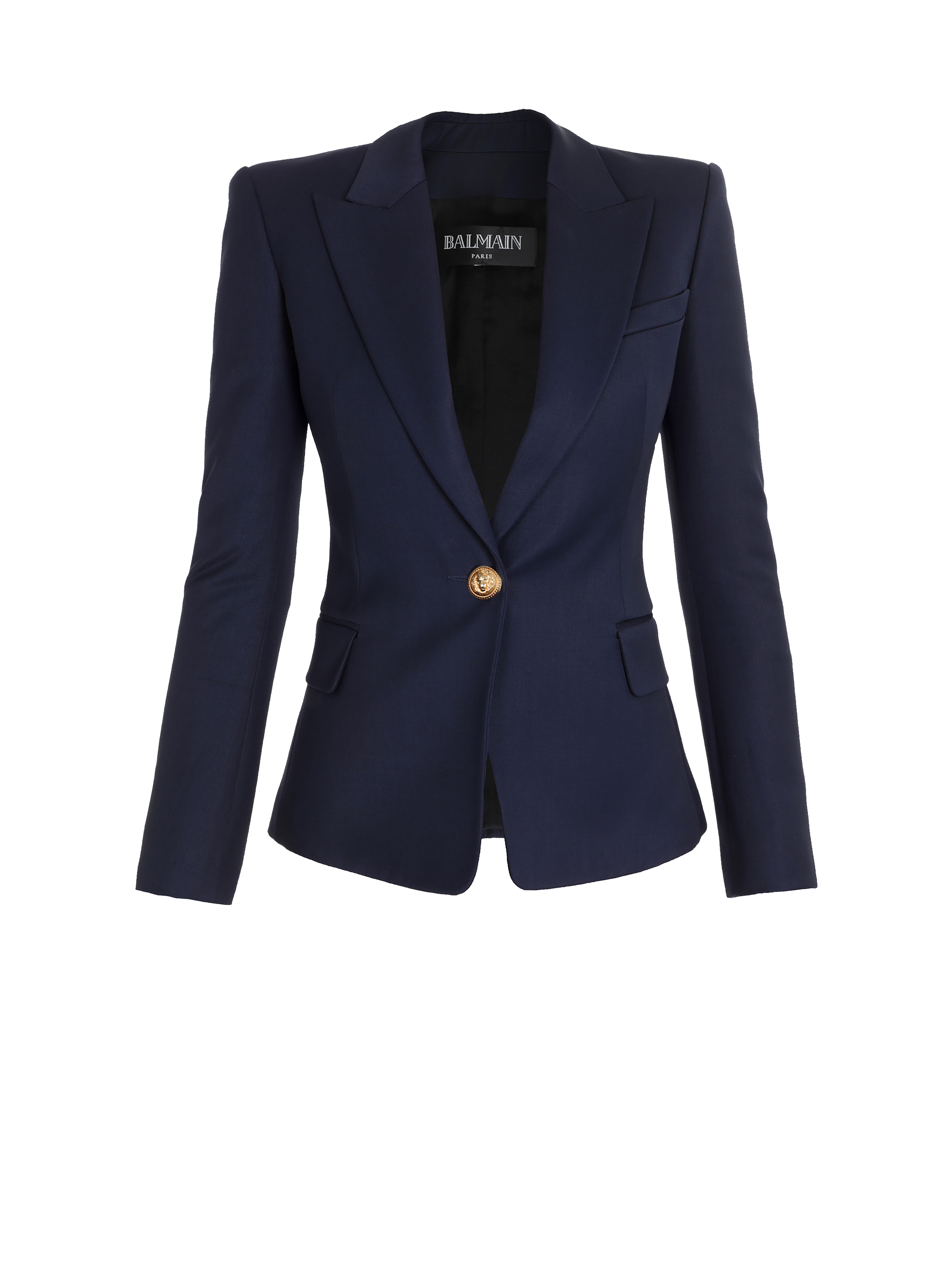 One-button wool blazer, navy