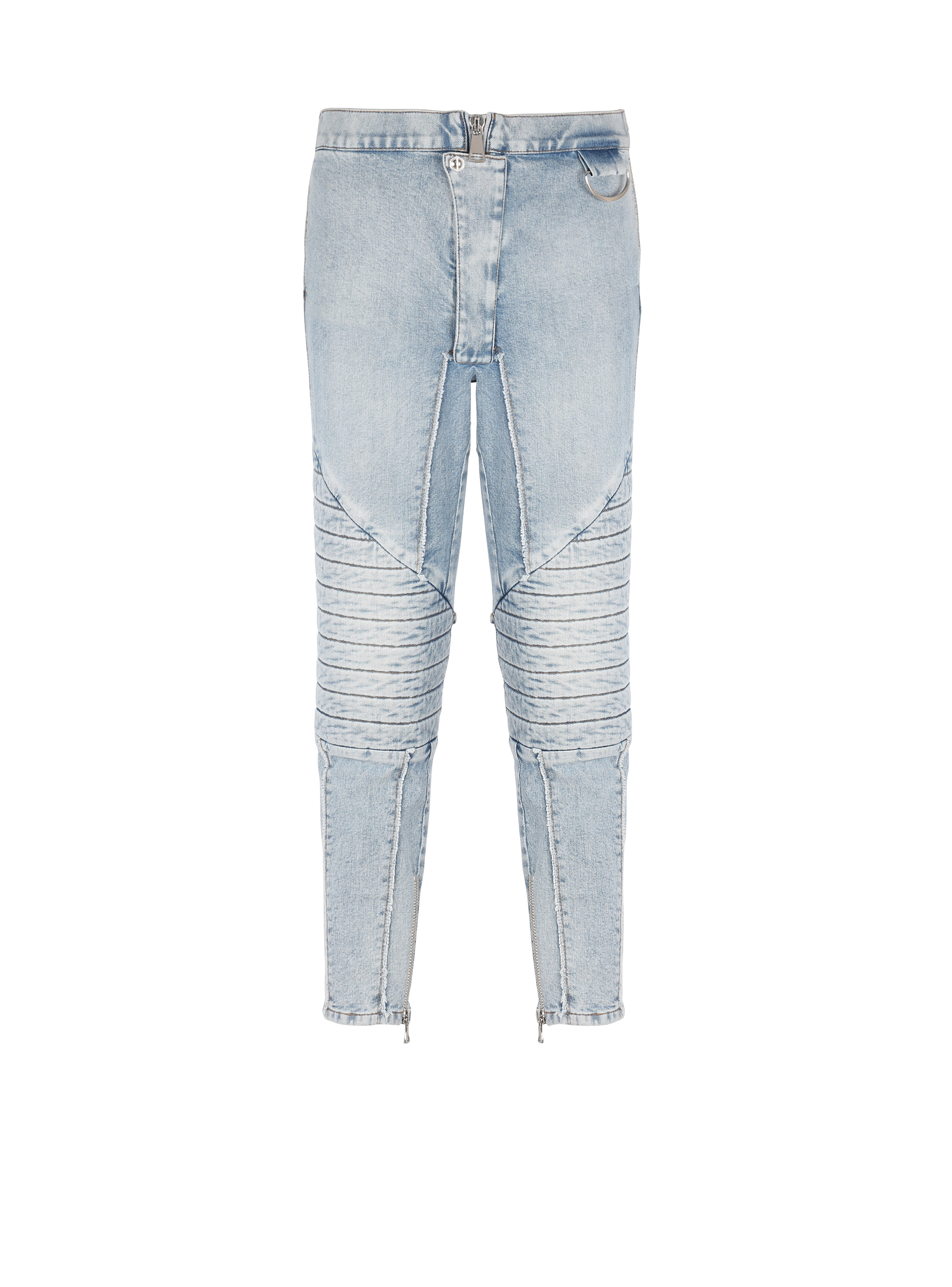 Save 70% Balmain Denim Cropped Tapered Embossed Jeans in Blue for Men Mens Clothing Jeans Tapered jeans 