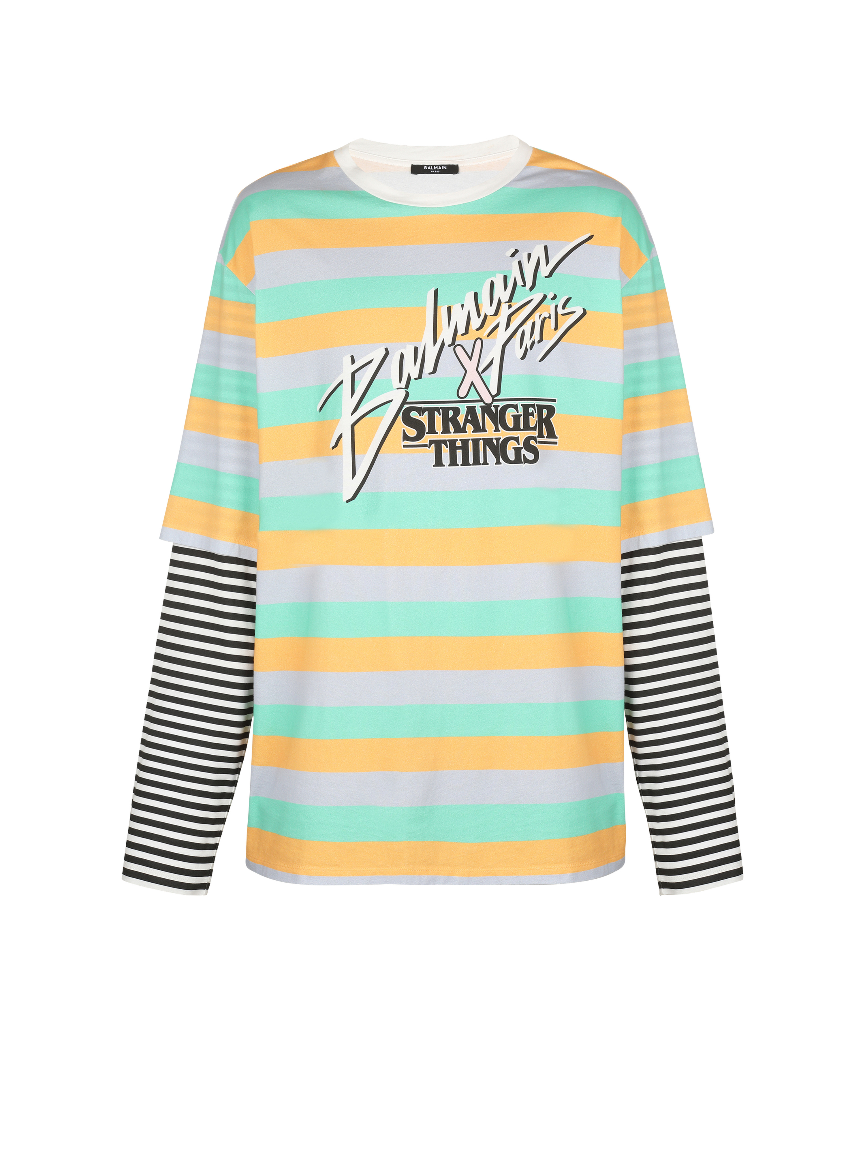 Balmain x Stranger Things - 超大尺寸双层袖T恤, multicolor
