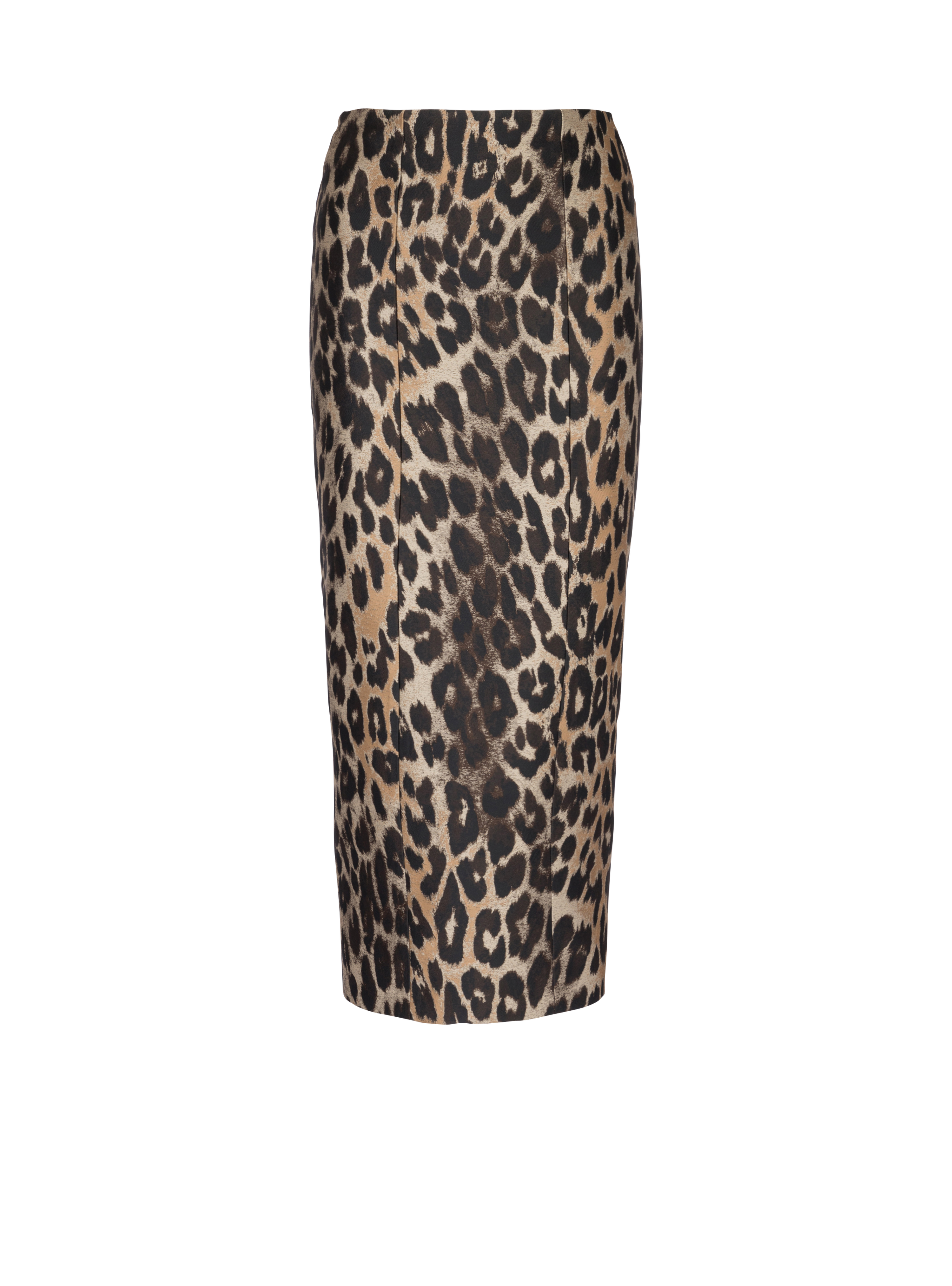 Leopard jacquard pencil skirt, brown