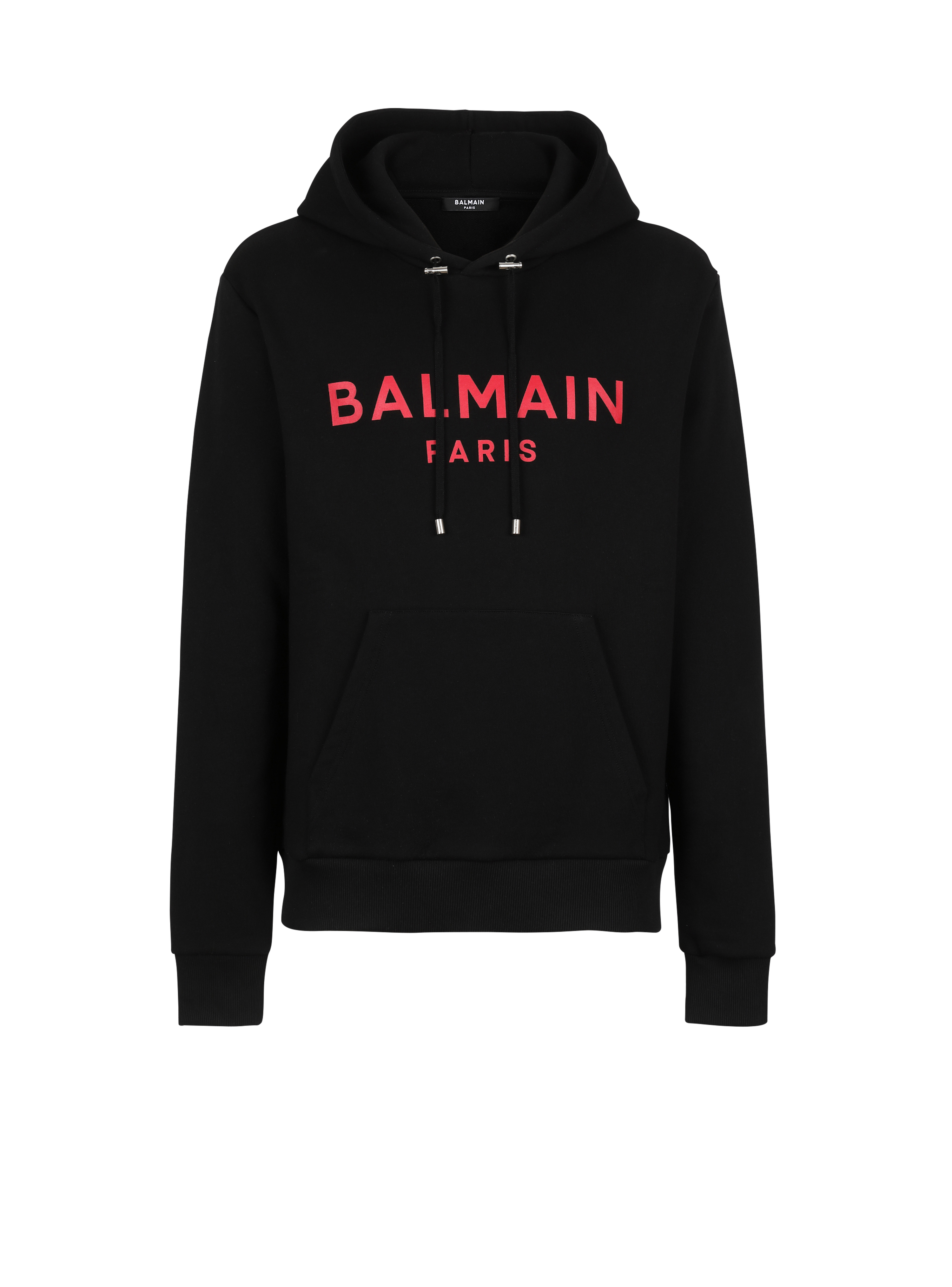 EXCLUSIVE - Cotton sweatshirt with Balmain Paris logo print, black