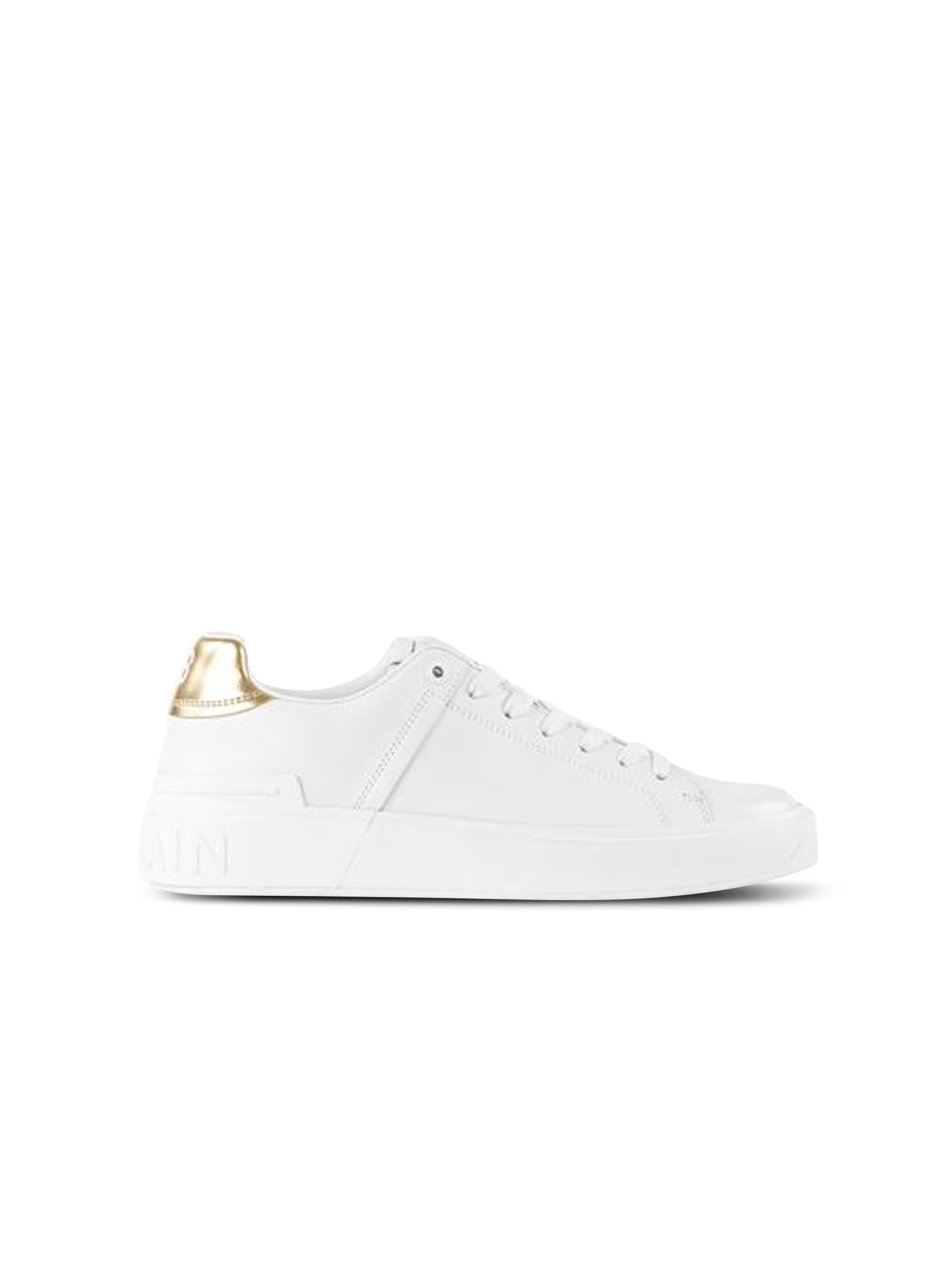 Calfskin and metallic leather B-Court sneakers, white