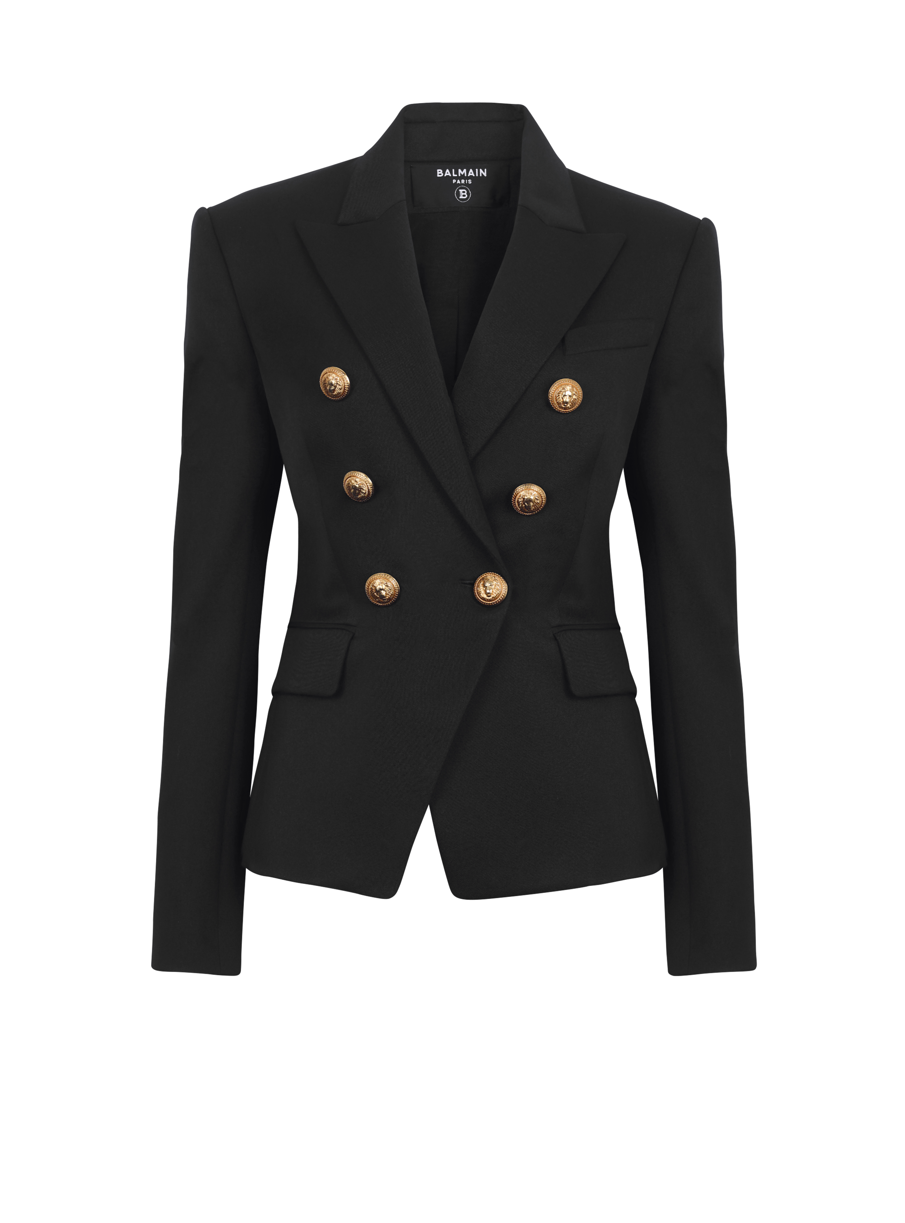 Wool double-breasted jacket, black