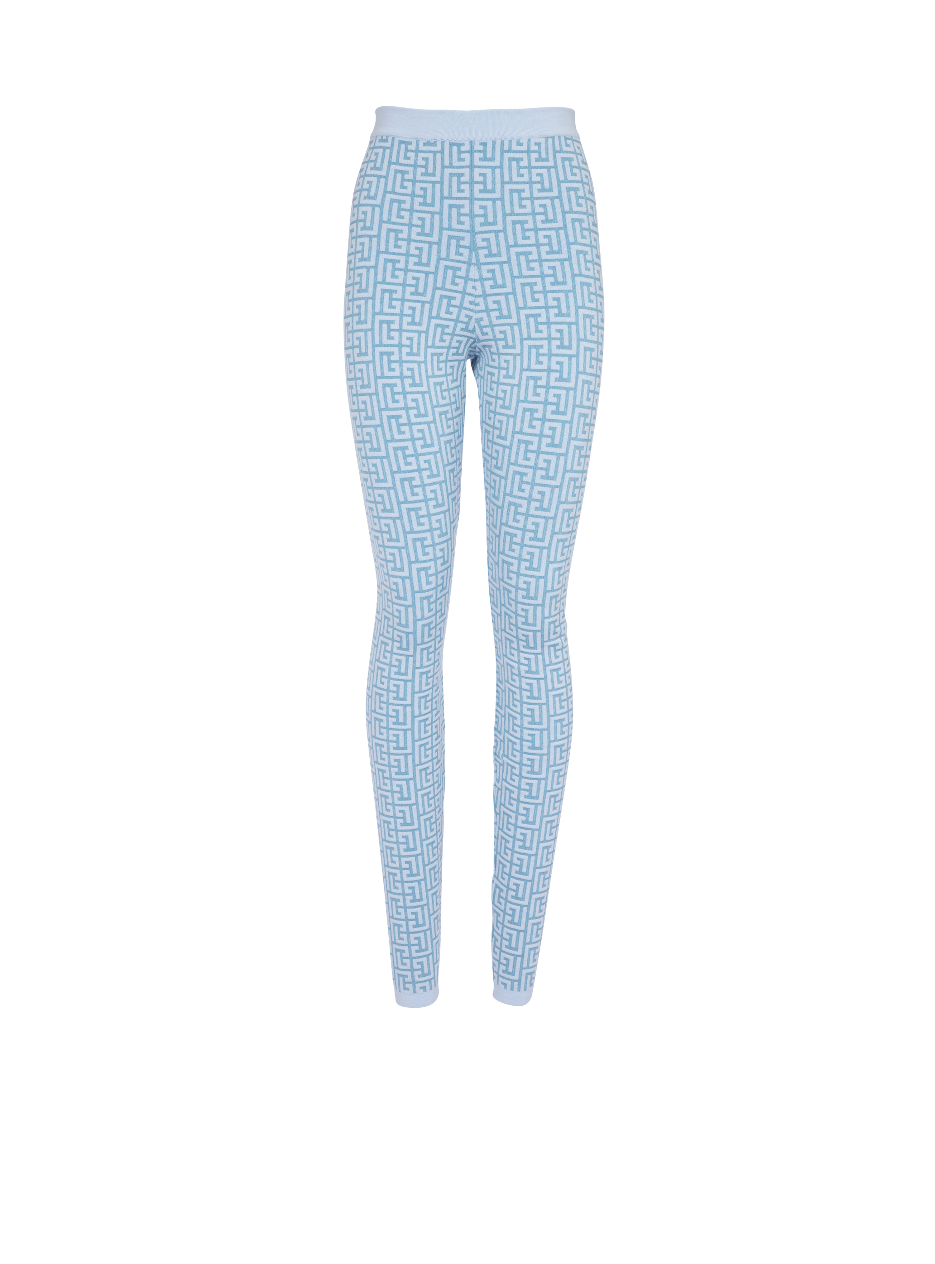 Balmain 交织字母装饰针织紧身裤, blue
