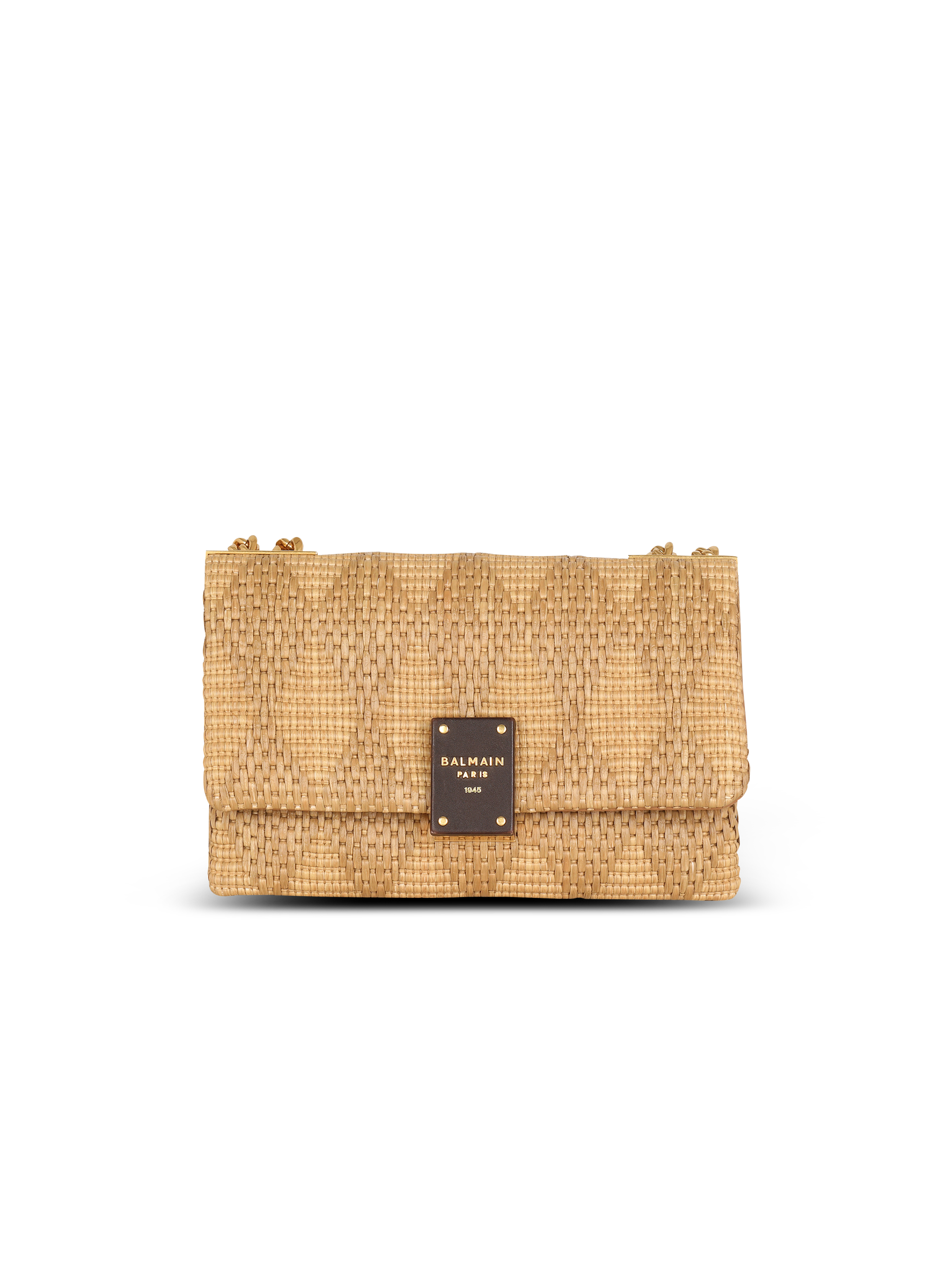1945 Soft small bag in leather and raffia, brown
