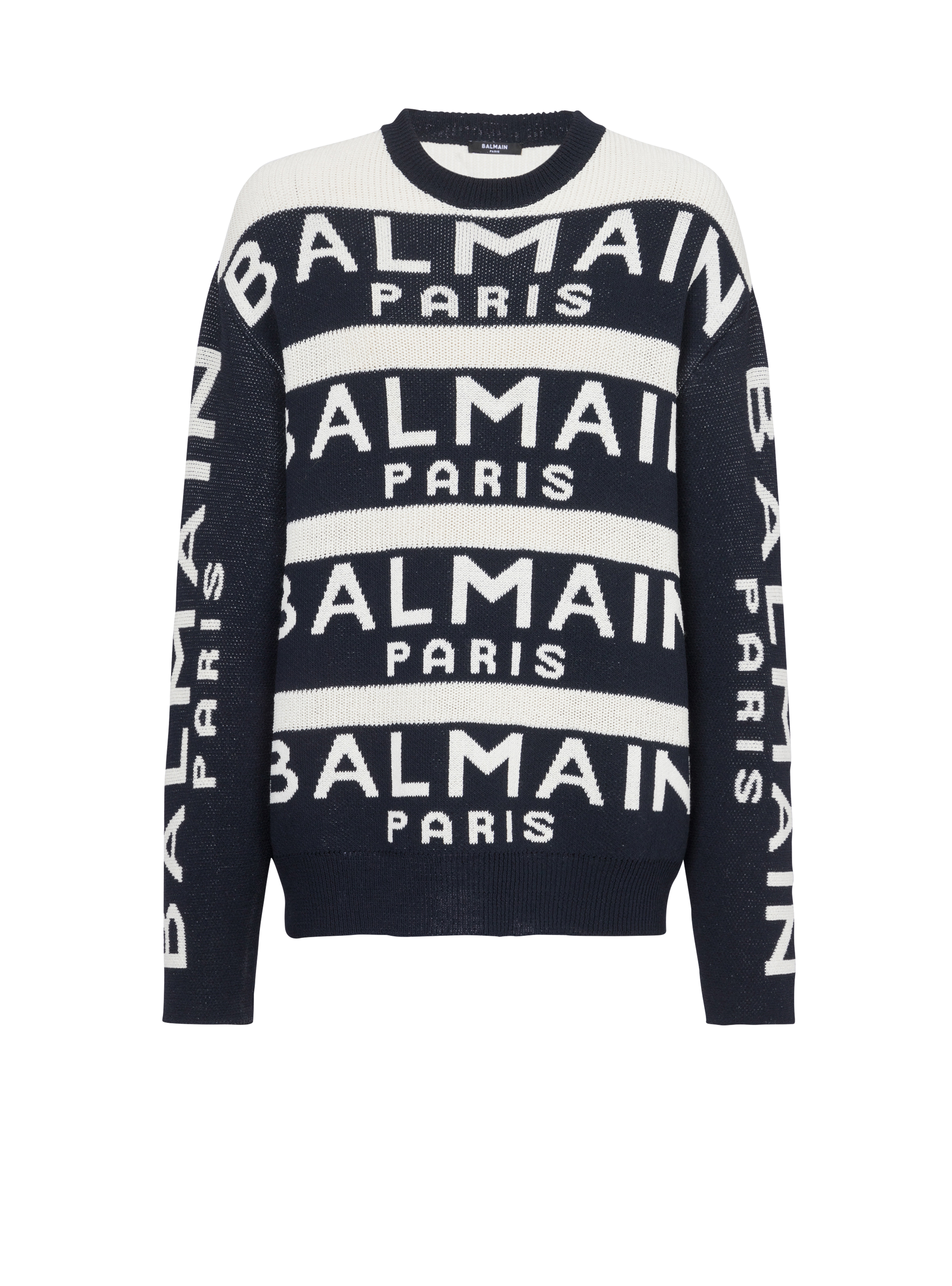 Balmain Paris 로고 자수 디테일 스웨터, black