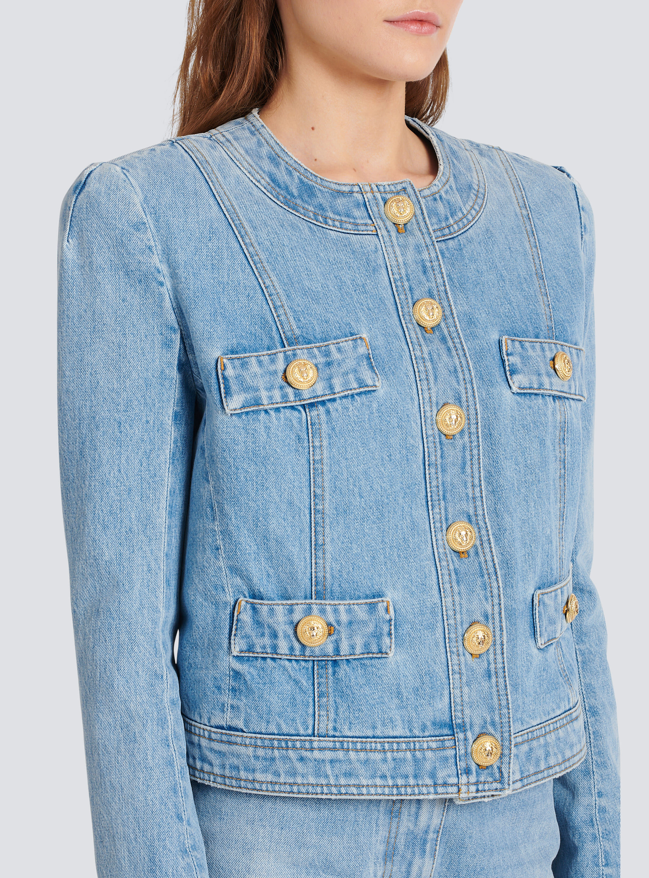 Cropped denim jacket - Women | BALMAIN