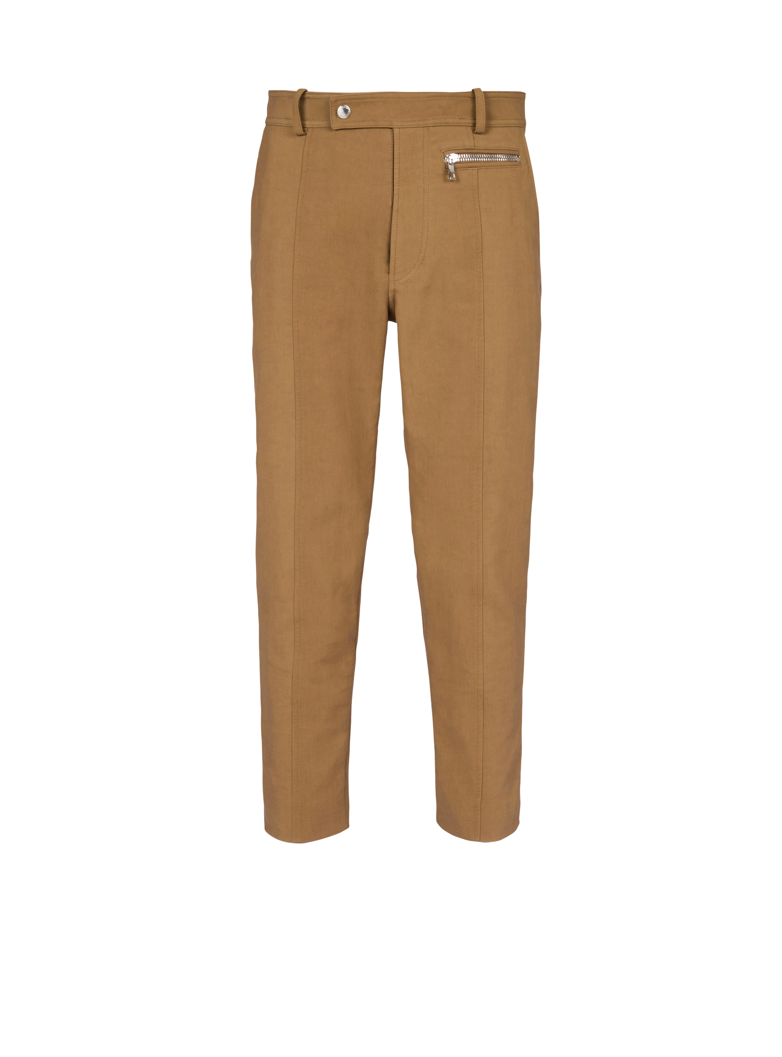 Straight cotton cargo trousers, beige