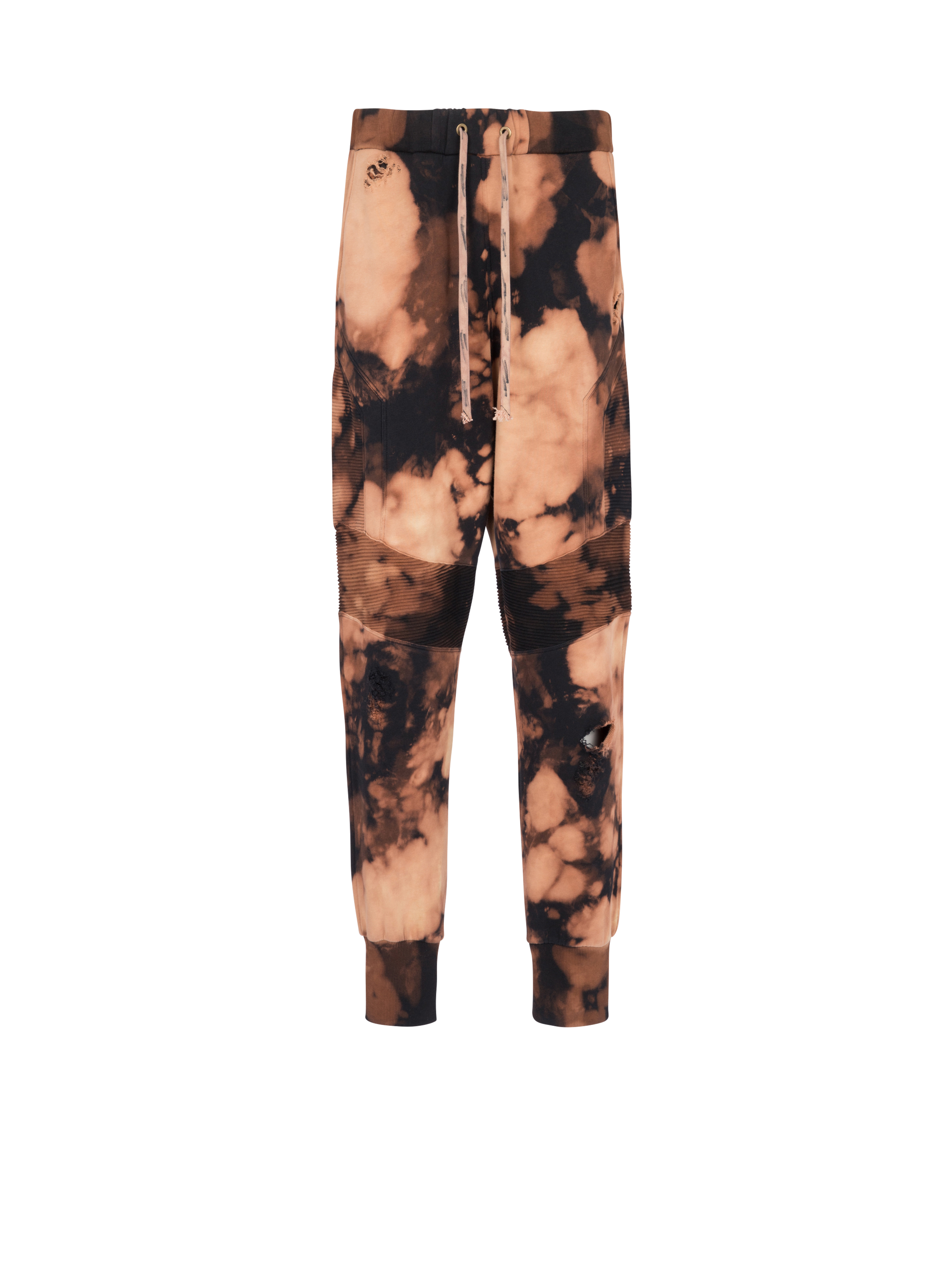 Cotton jogging bottoms with burnt print, brown