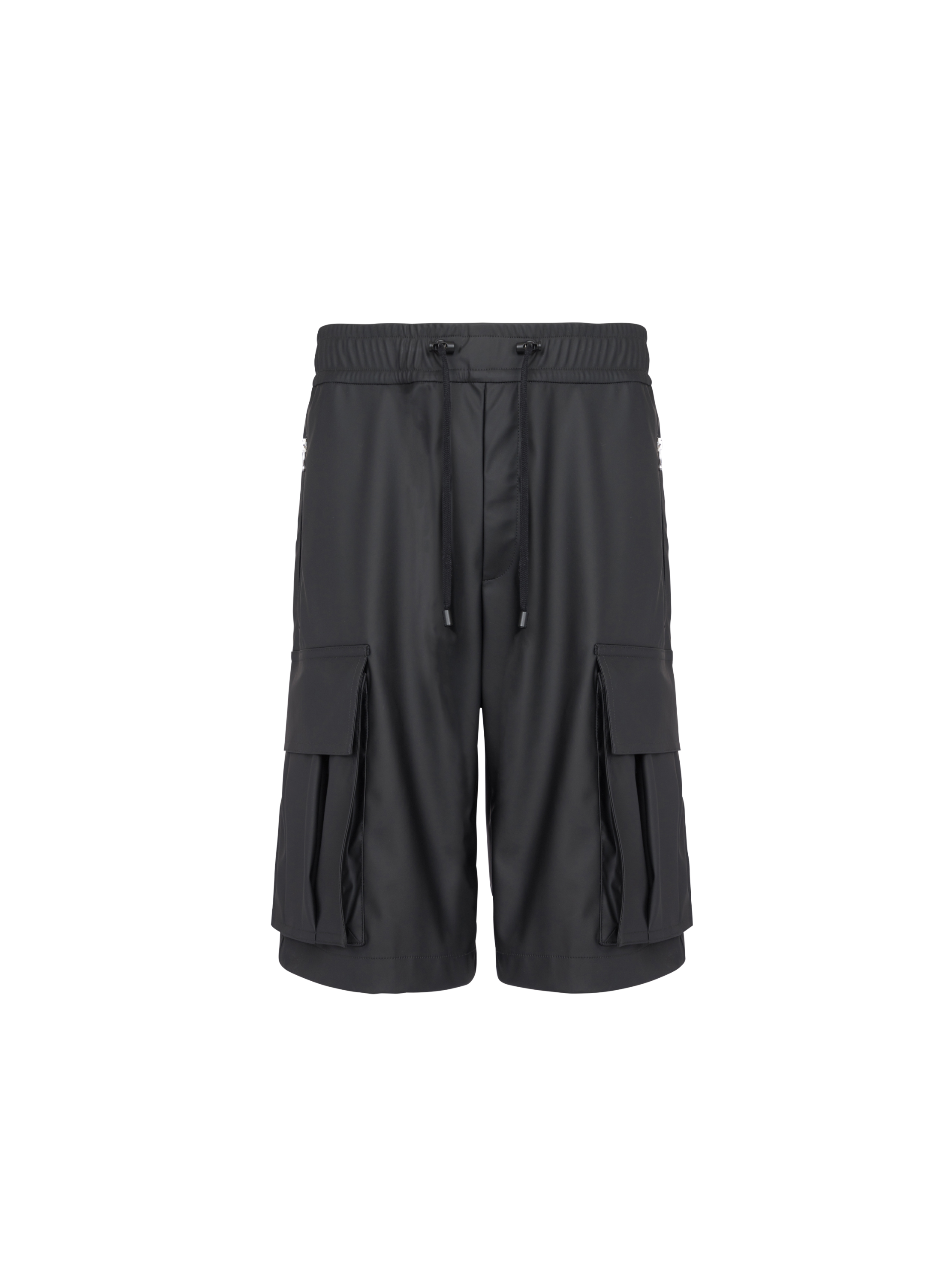 Balmain Mans Organic Cotton Bermuda Shorts With Flock Logo in Black for Men Mens Clothing Shorts Bermuda shorts Save 52% 
