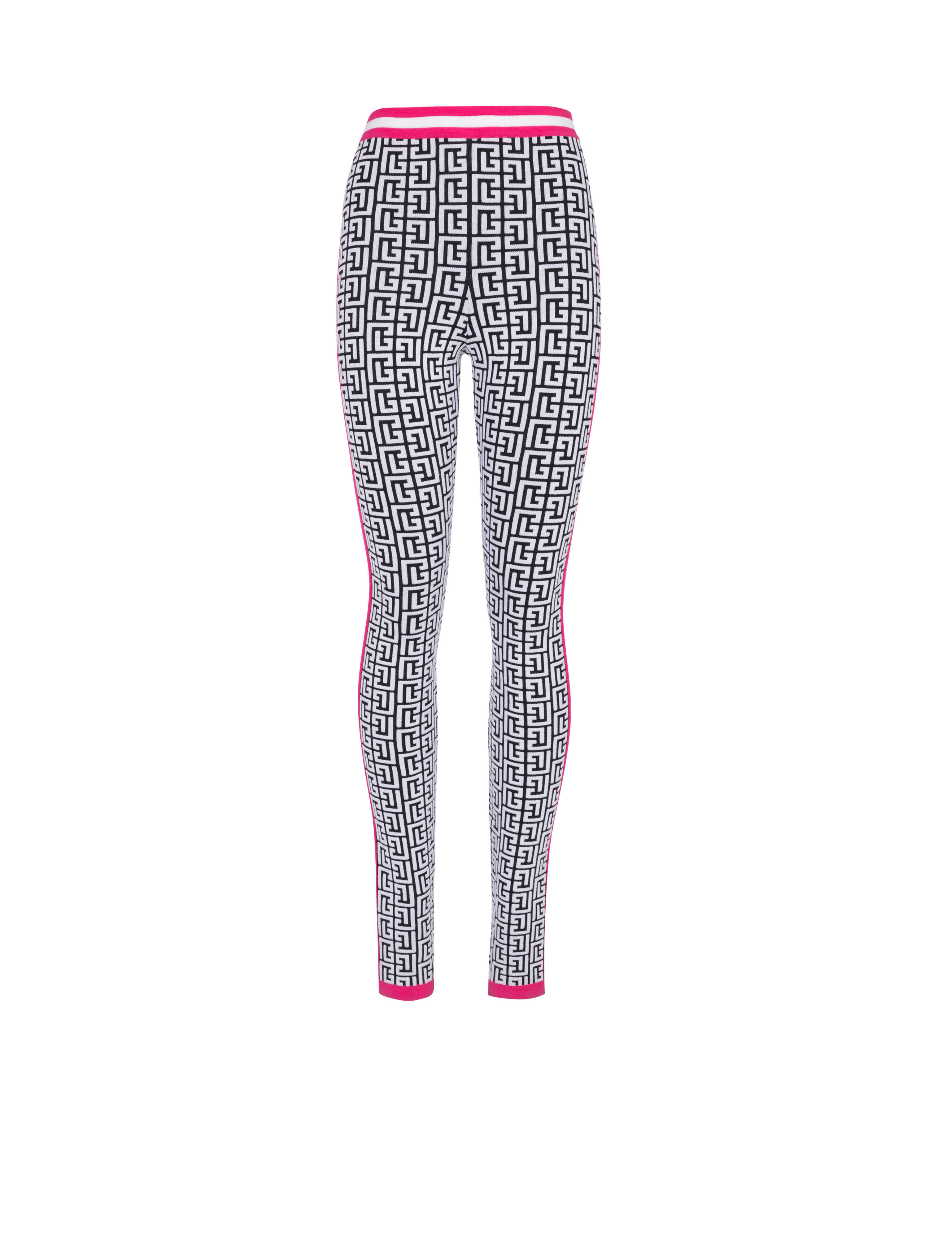 Knit leggings with Balmain monogram, pink